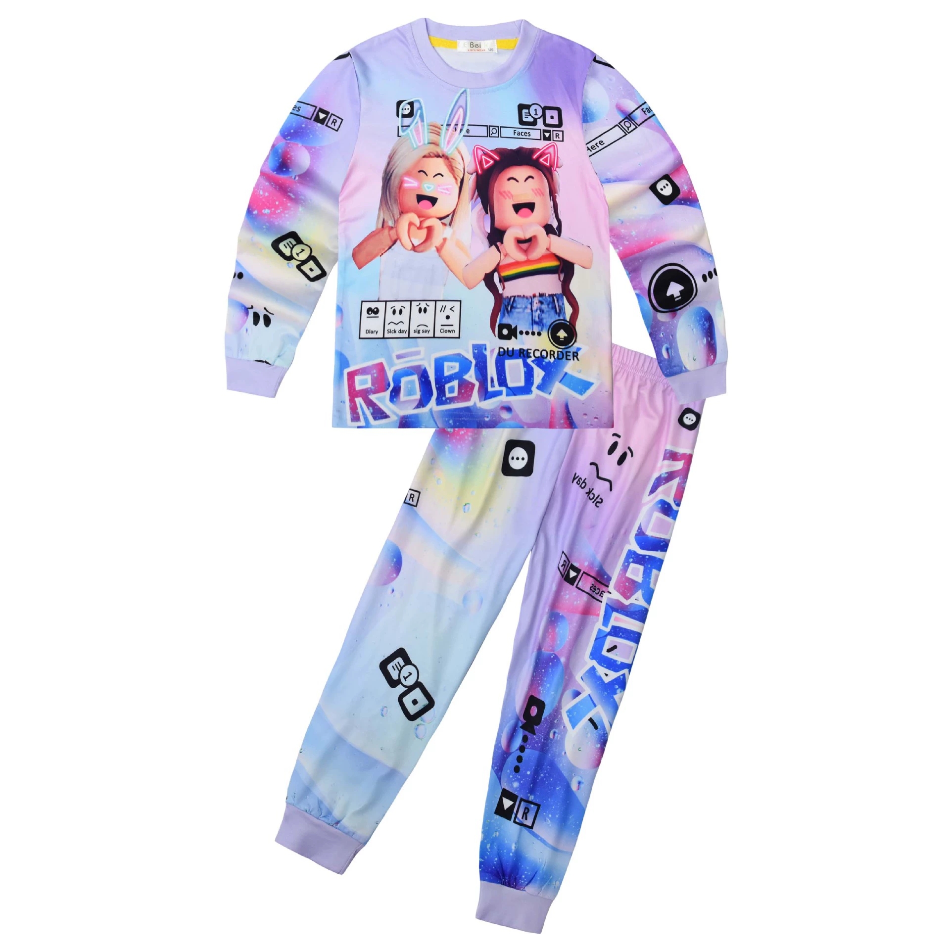 Boys Girls Roblox Long Sleeve T-Shirt Shorts Outfits Sets Tracksuits Pyjamas Set - Picture 72 of 138