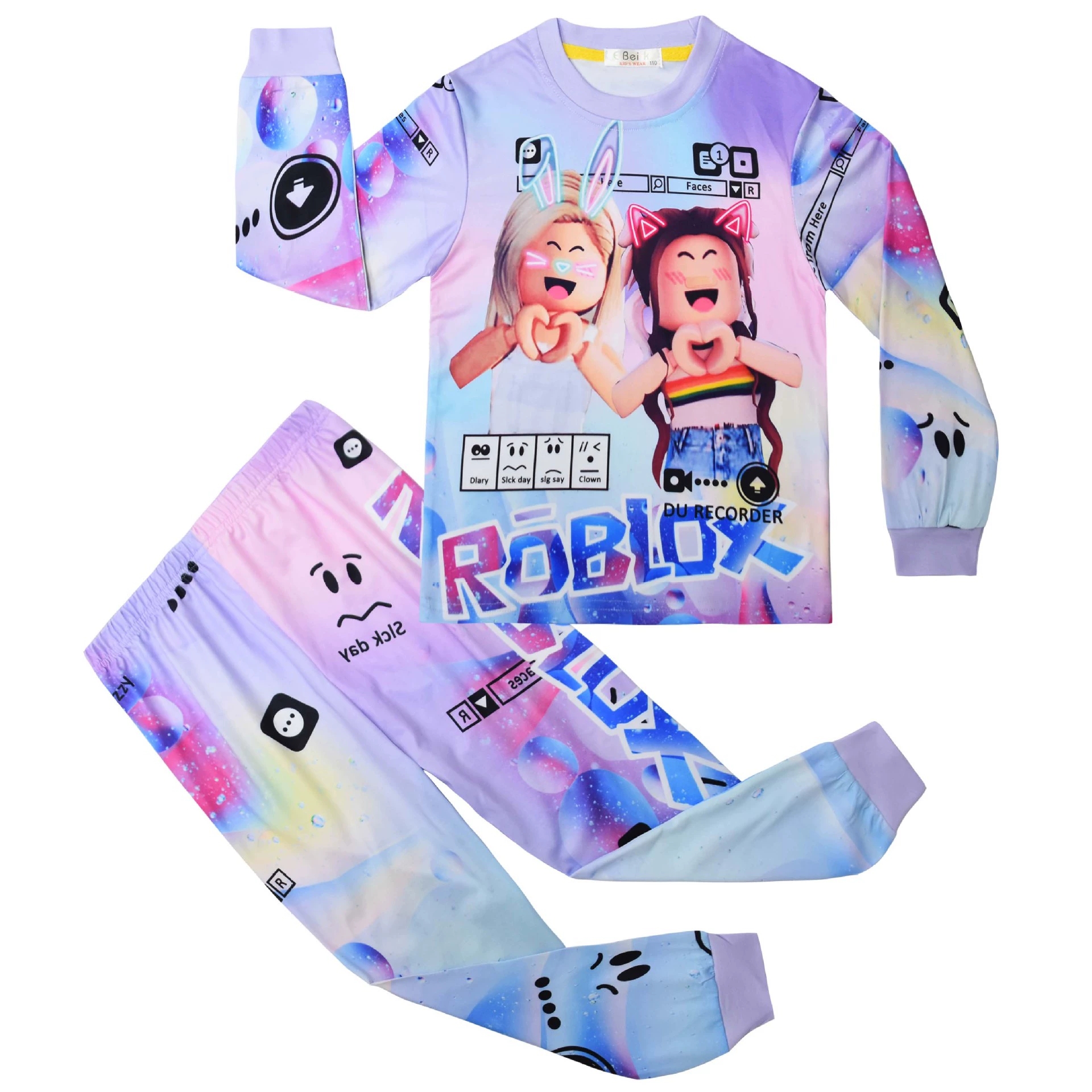 Boys Girls Roblox Long Sleeve T-Shirt Shorts Outfits Sets Tracksuits Pyjamas Set - Picture 71 of 138