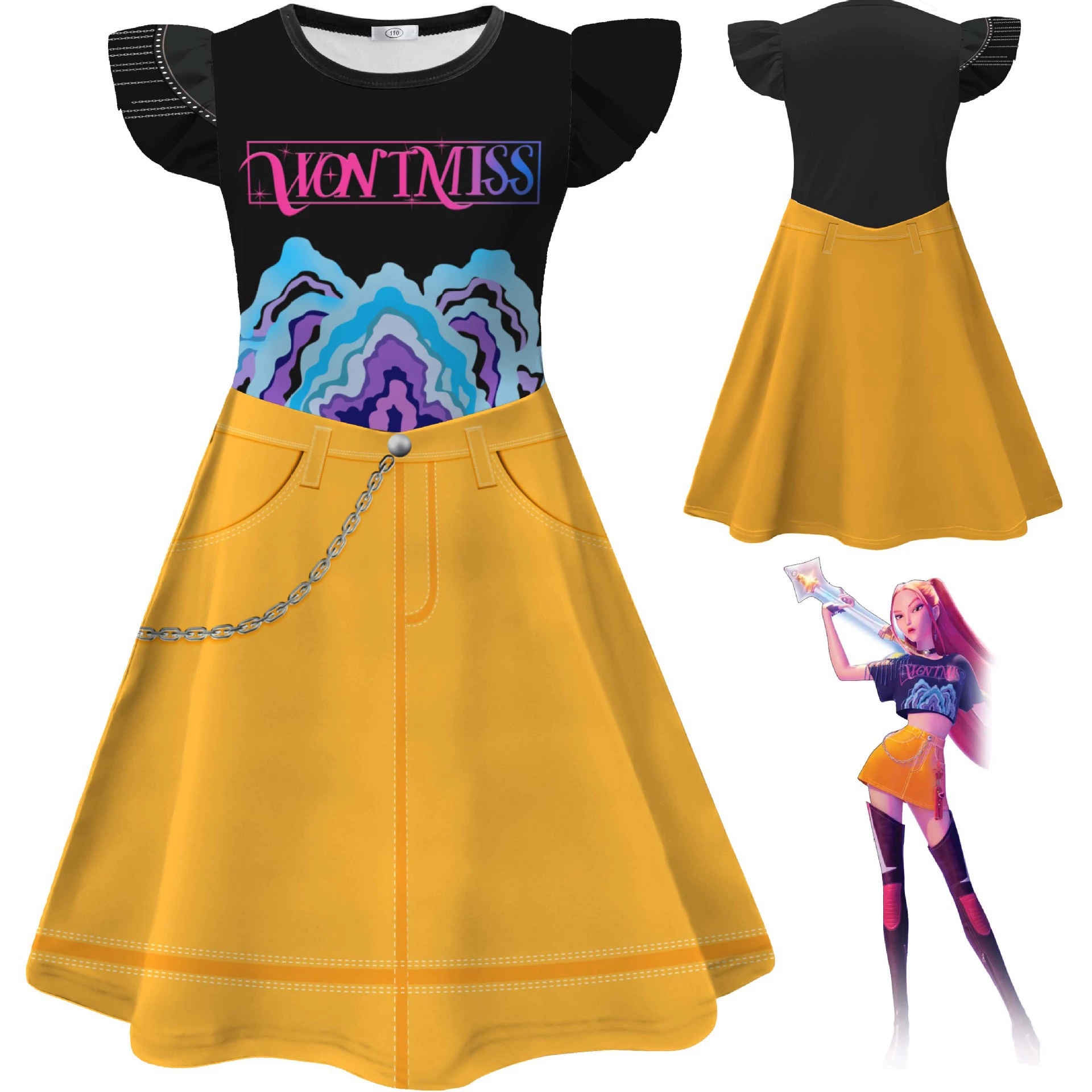 Girls Rumi Mira Zoey KPop Demon Hunters Skirts Cosplay Costume Party Fancy Dress - Picture 11 of 20