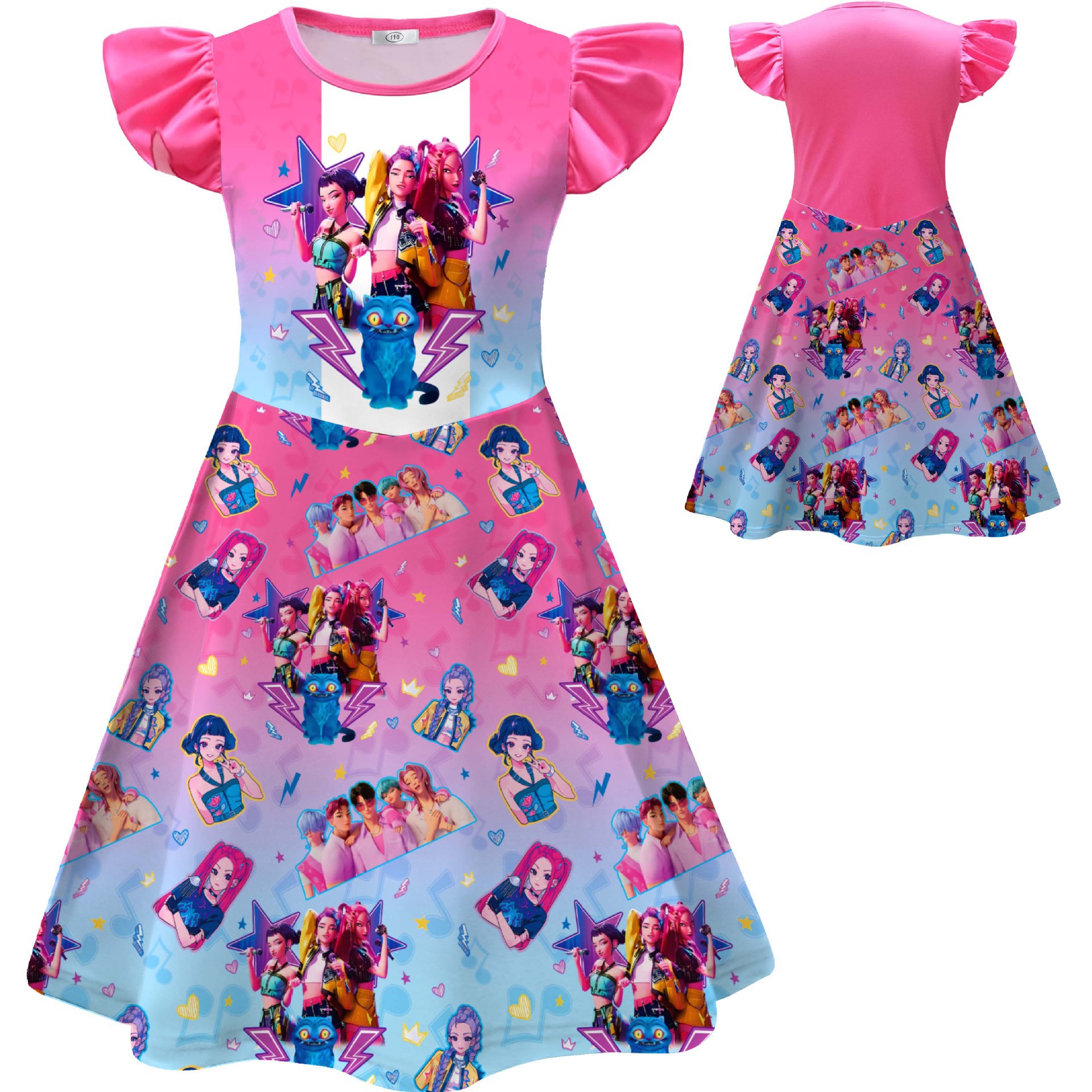 Girls KPop Demon Hunters Dress Skirts Cosplay Costume Party Fancy Dress Pyjamas - Picture 9 of 41