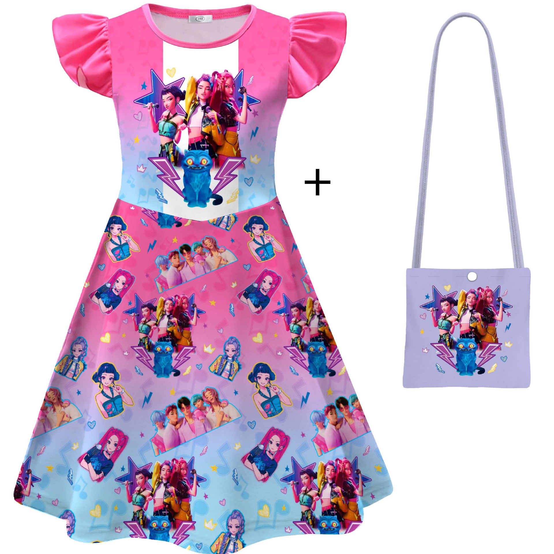 Girls KPop Demon Hunters Dress Skirts Cosplay Costume Party Fancy Dress Pyjamas - Picture 13 of 41