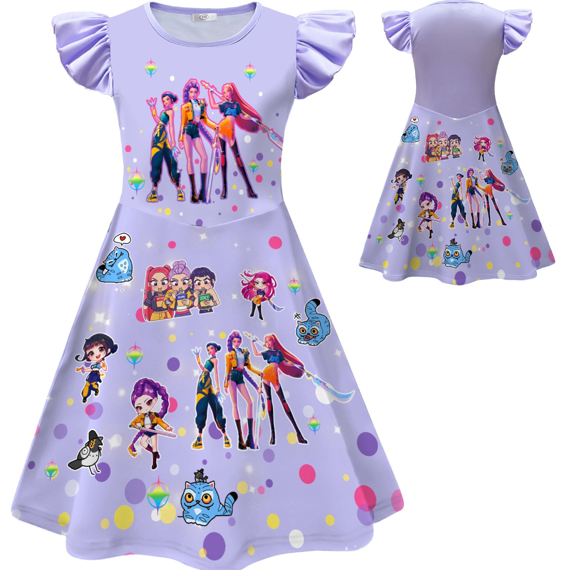 Girls KPop Demon Hunters Dress Skirts Cosplay Costume Party Fancy Dress Pyjamas - Picture 16 of 41