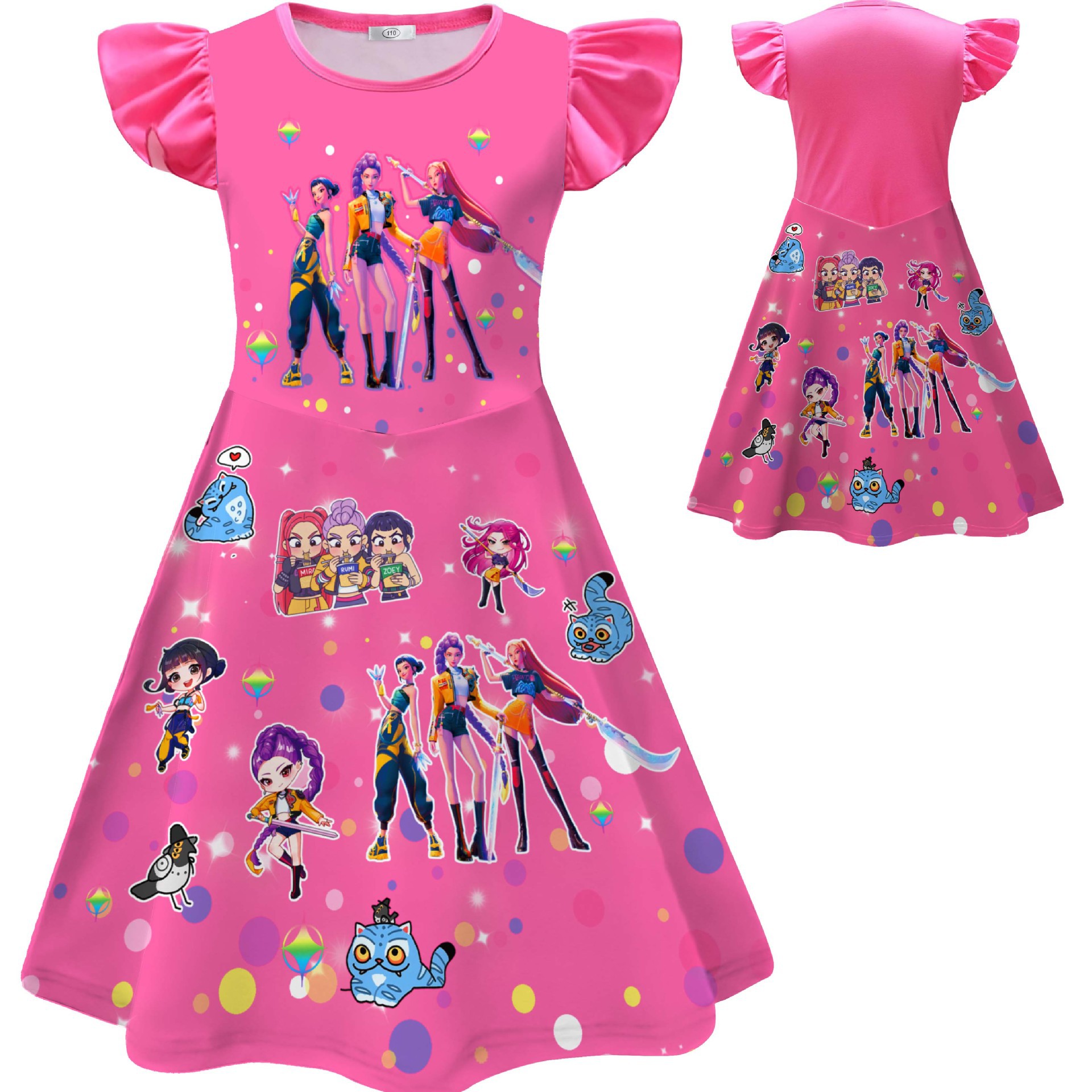 Girls KPop Demon Hunters Dress Skirts Cosplay Costume Party Fancy Dress Pyjamas - Picture 18 of 41