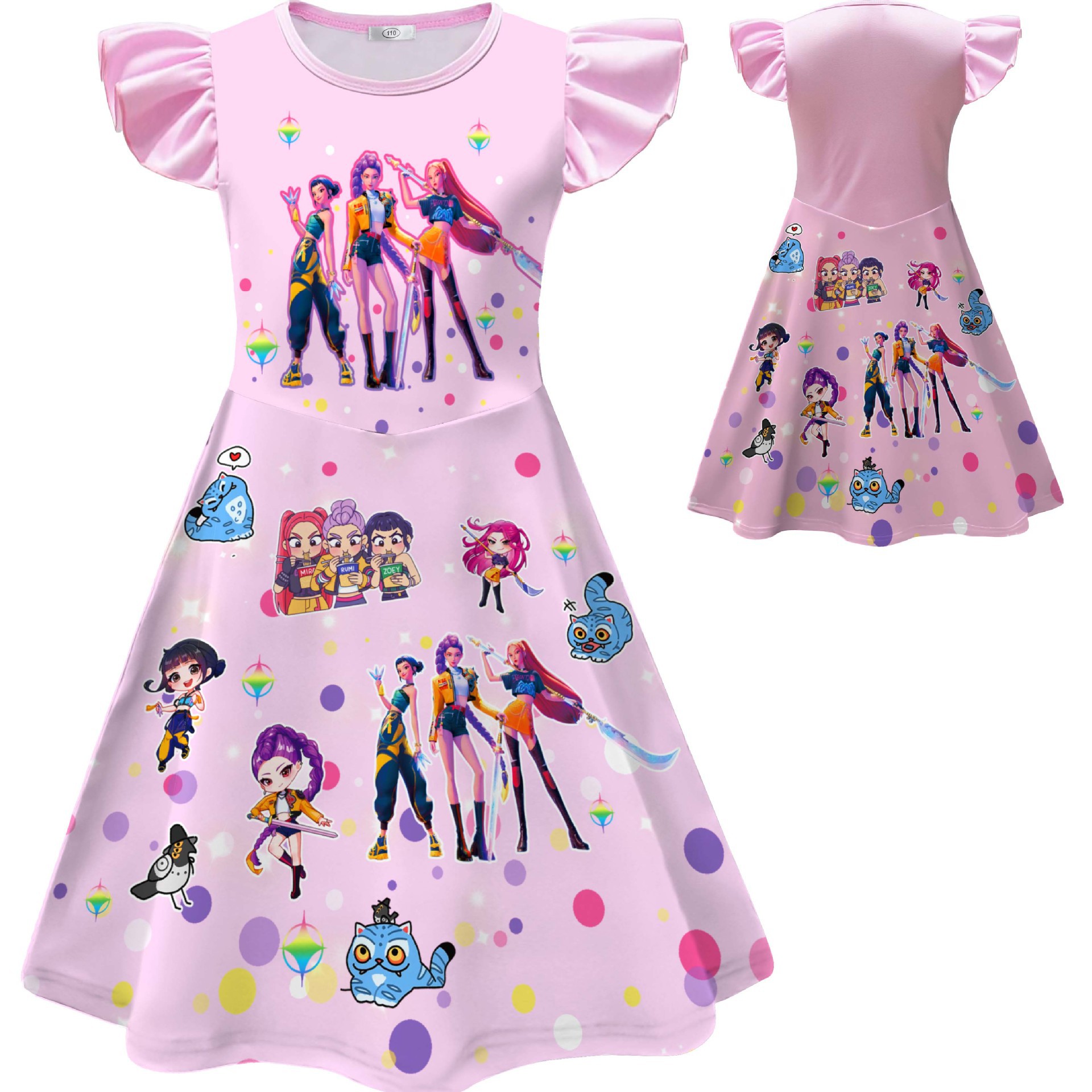 Girls KPop Demon Hunters Dress Skirts Cosplay Costume Party Fancy Dress Pyjamas - Picture 20 of 41