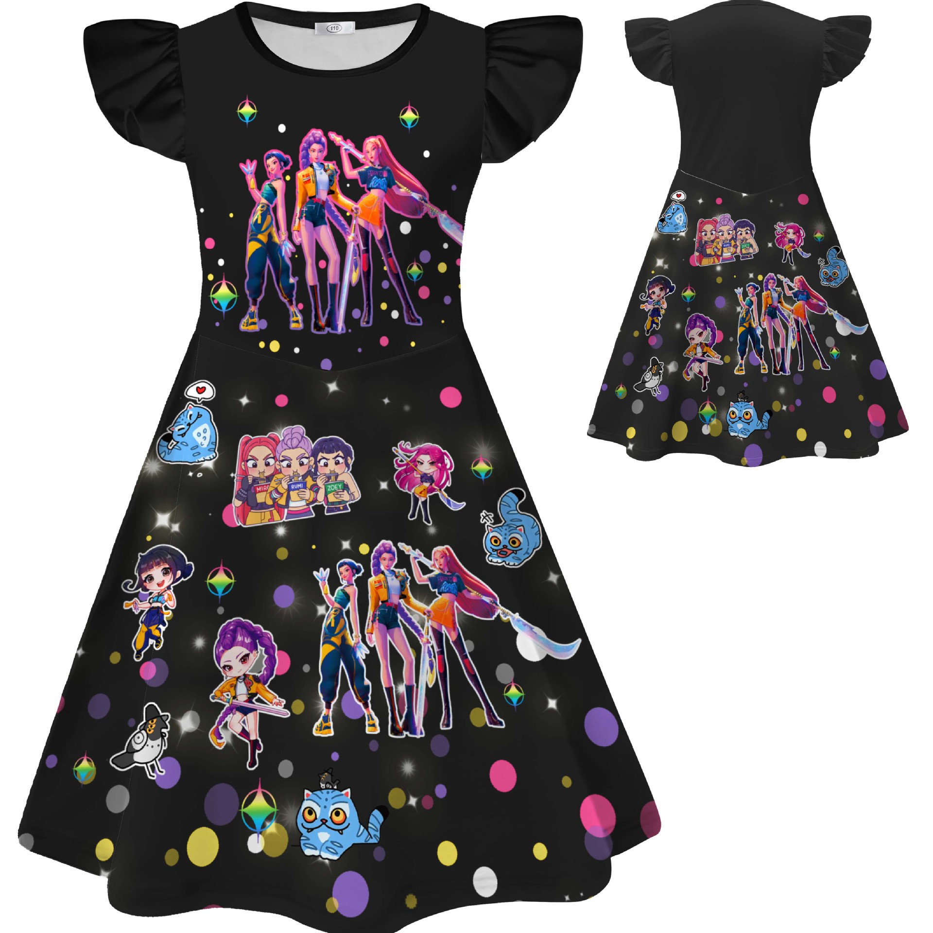 Girls KPop Demon Hunters Dress Skirts Cosplay Costume Party Fancy Dress Pyjamas - Picture 22 of 41