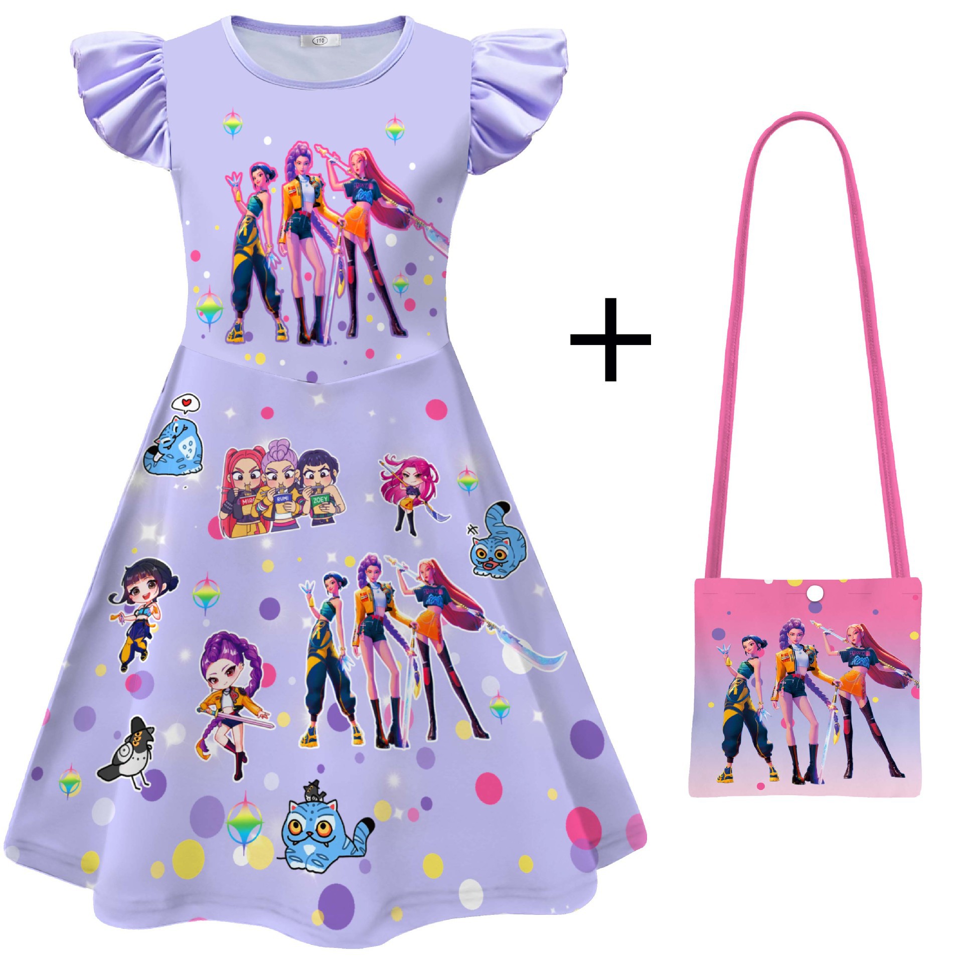 Girls KPop Demon Hunters Dress Skirts Cosplay Costume Party Fancy Dress Pyjamas - Picture 23 of 41