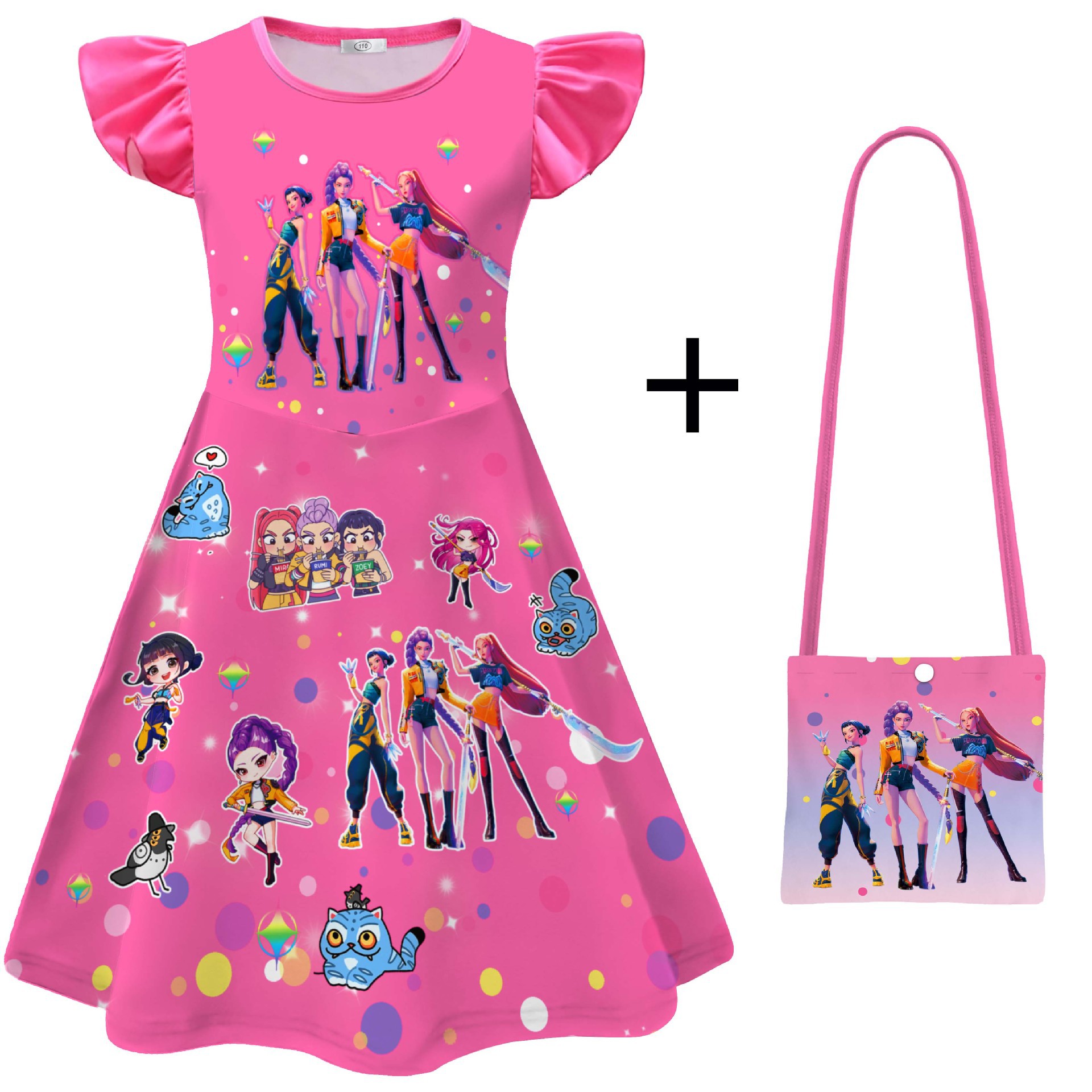 Girls KPop Demon Hunters Dress Skirts Cosplay Costume Party Fancy Dress Pyjamas - Picture 24 of 41