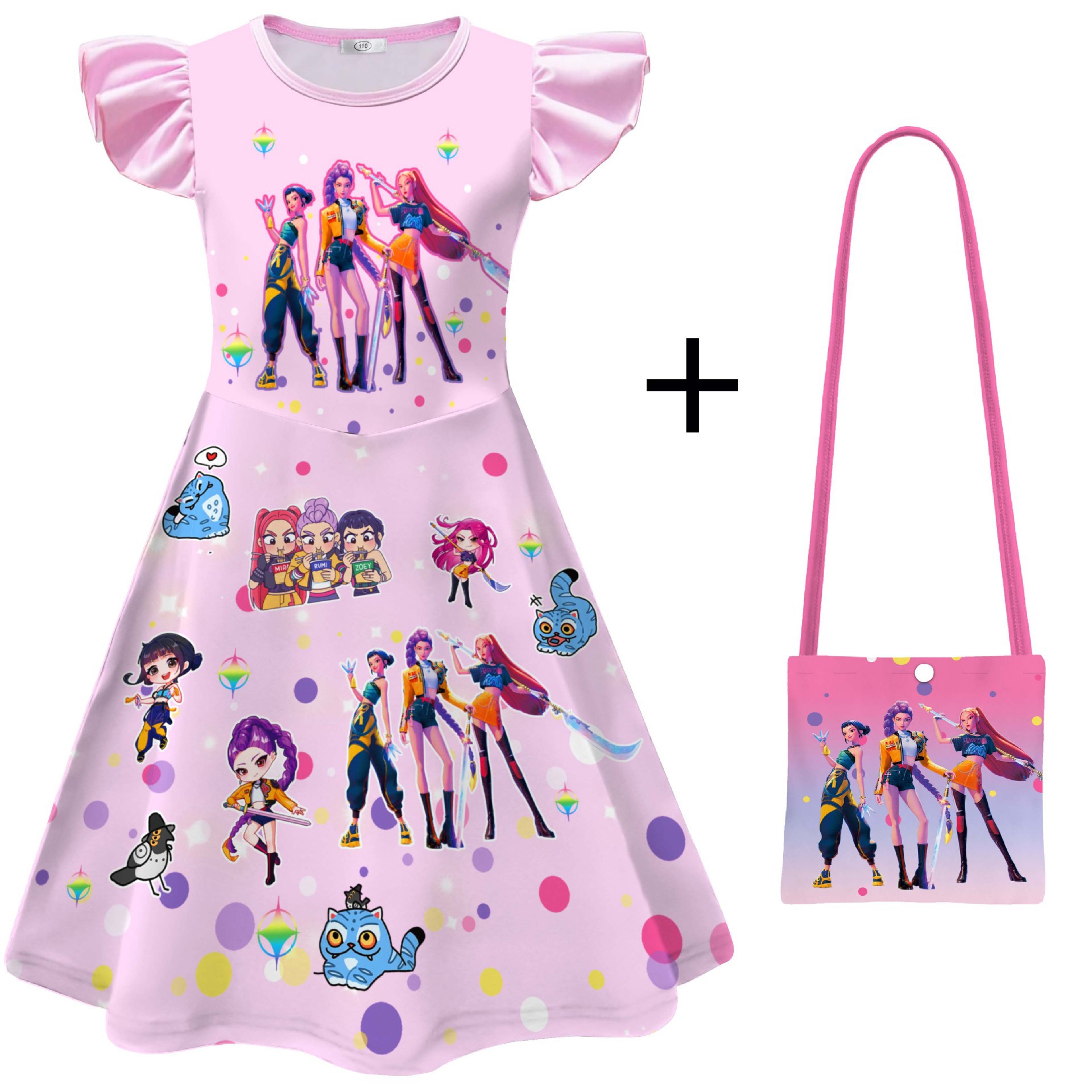 Girls KPop Demon Hunters Dress Skirts Cosplay Costume Party Fancy Dress Pyjamas - Picture 25 of 41
