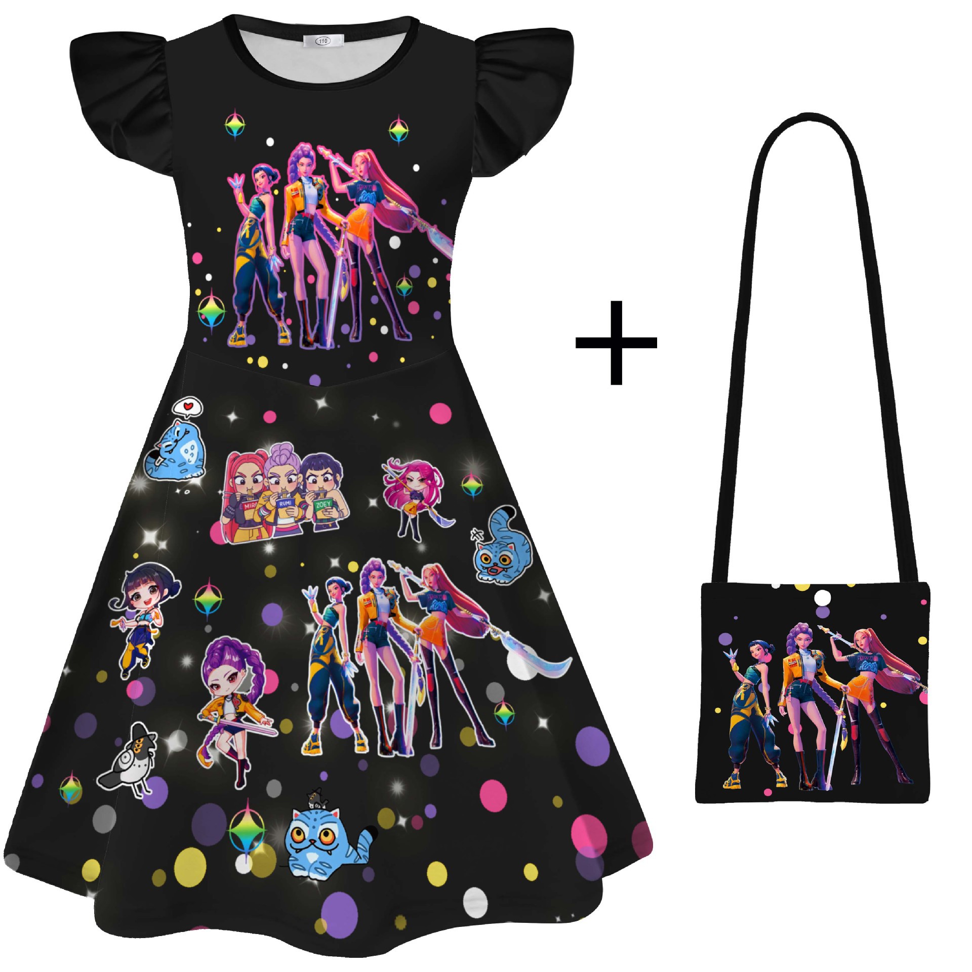 Girls KPop Demon Hunters Dress Skirts Cosplay Costume Party Fancy Dress Pyjamas - Picture 26 of 41
