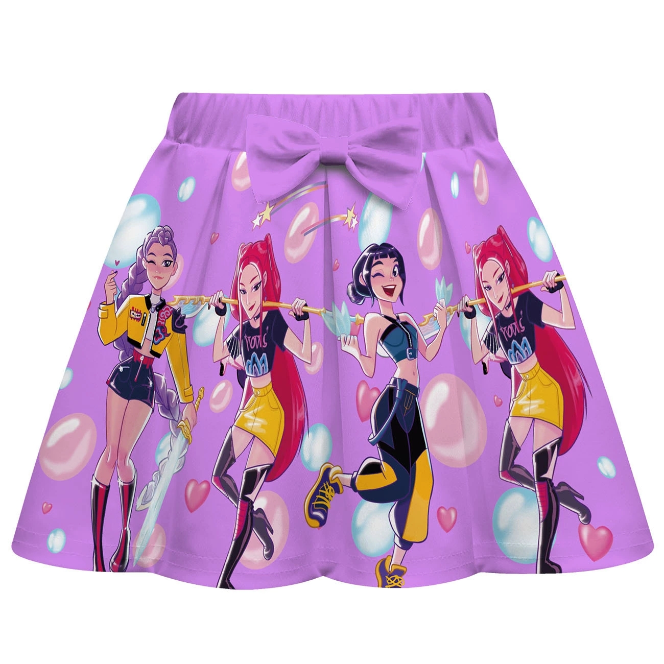 Girls KPop Demon Hunters T Shirt Pleated Skirt Outfits Kid Cosplay Costume Dress - Picture 8 of 30