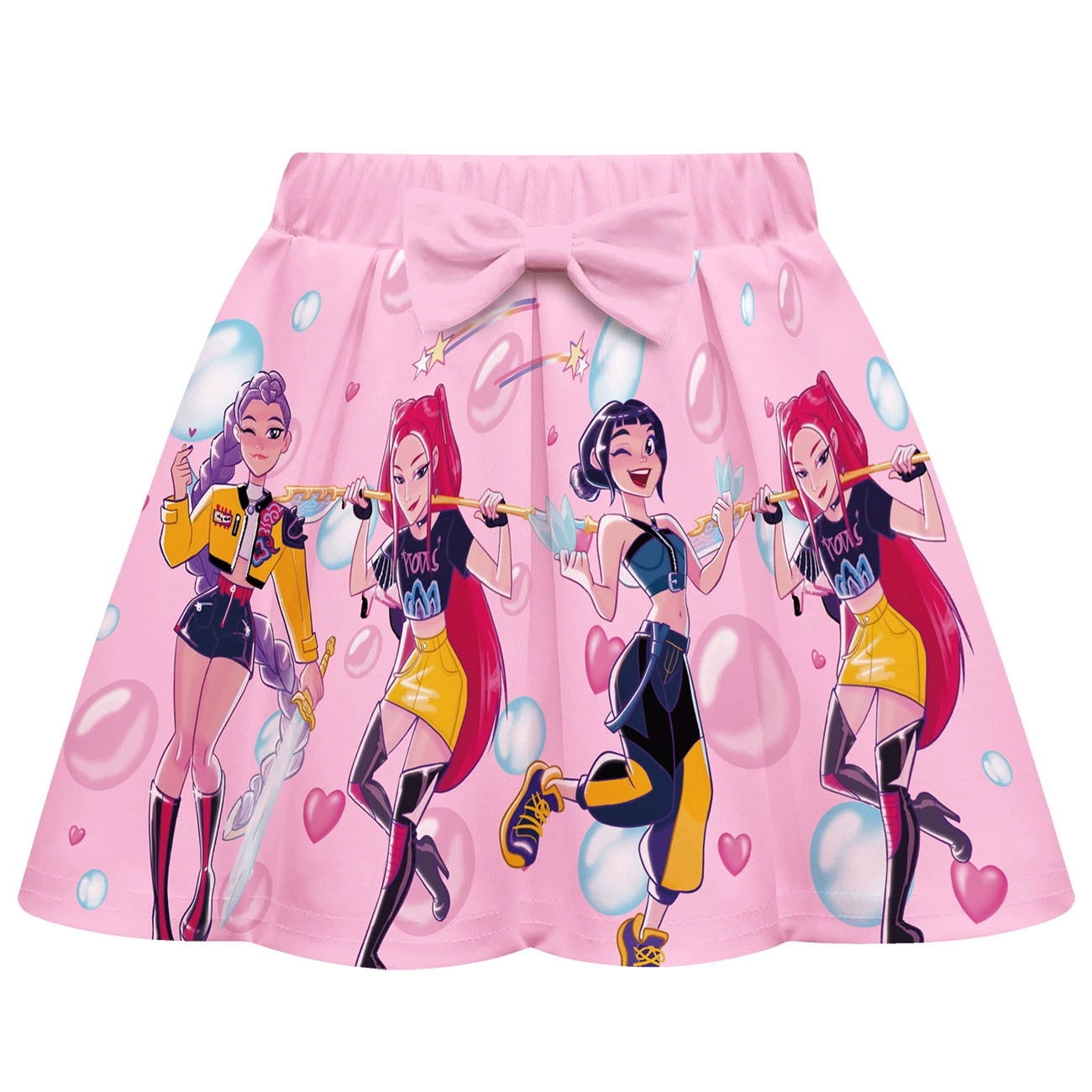 Girls KPop Demon Hunters T Shirt Pleated Skirt Outfits Kid Cosplay Costume Dress - Picture 12 of 30