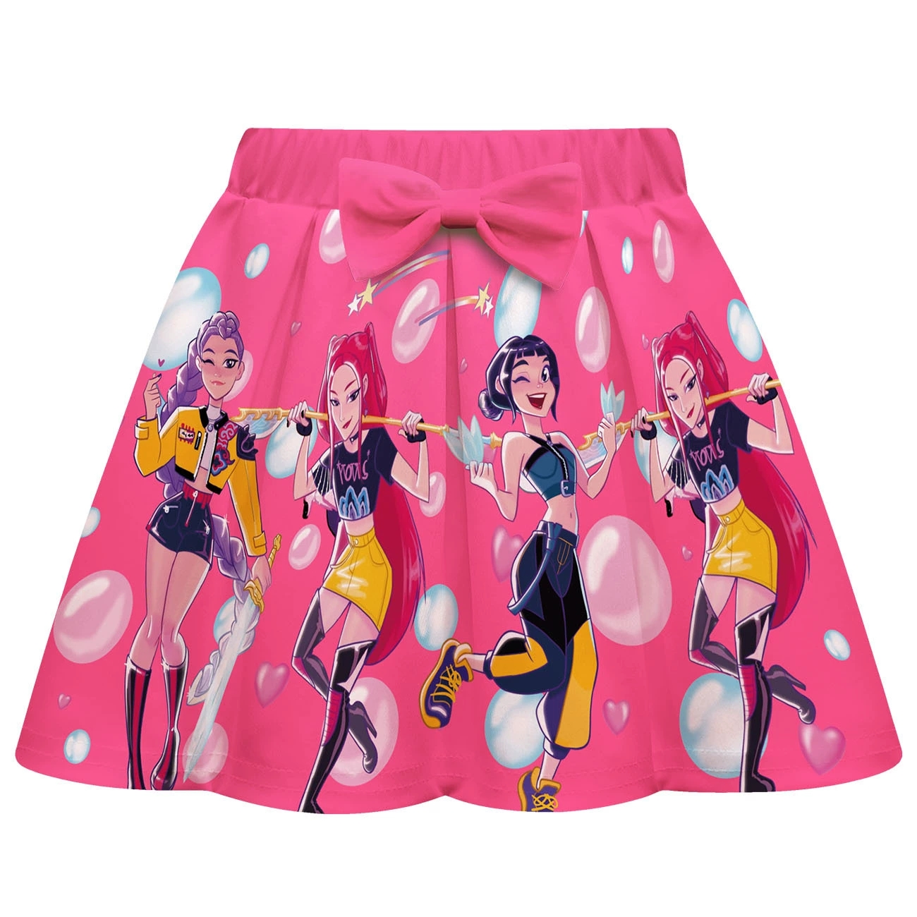Girls KPop Demon Hunters T Shirt Pleated Skirt Outfits Kid Cosplay Costume Dress - Picture 18 of 30