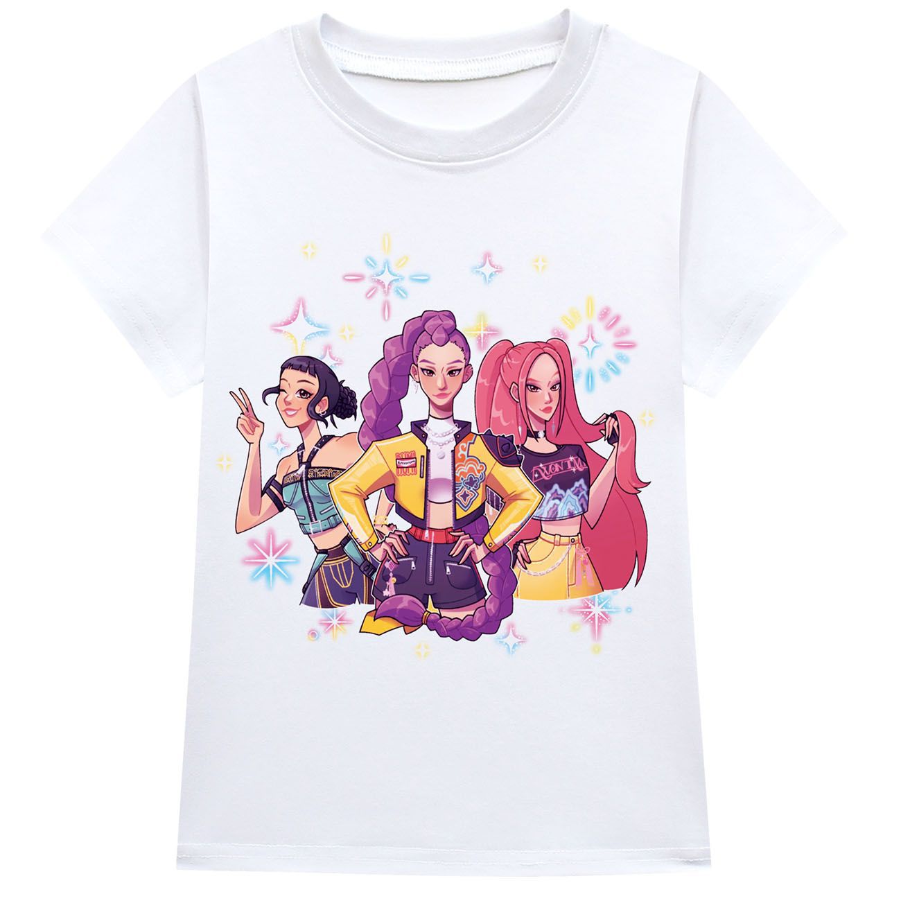 Girls KPop Demon Hunters T Shirt Pleated Skirt Set Outfits Cosplay Costume Dress - Picture 18 of 31