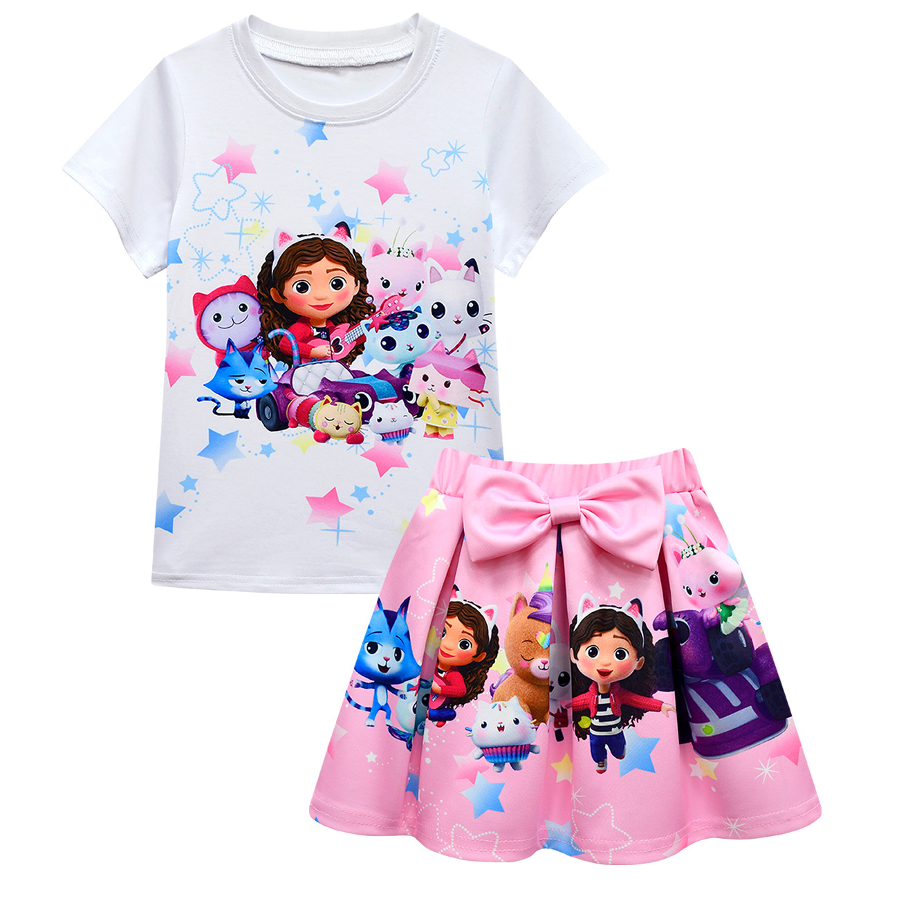 Girls Gabby's Dollhouse T Shirt Pleated Skirt Outfits Kids Cosplay Costume Dress - Picture 27 of 41