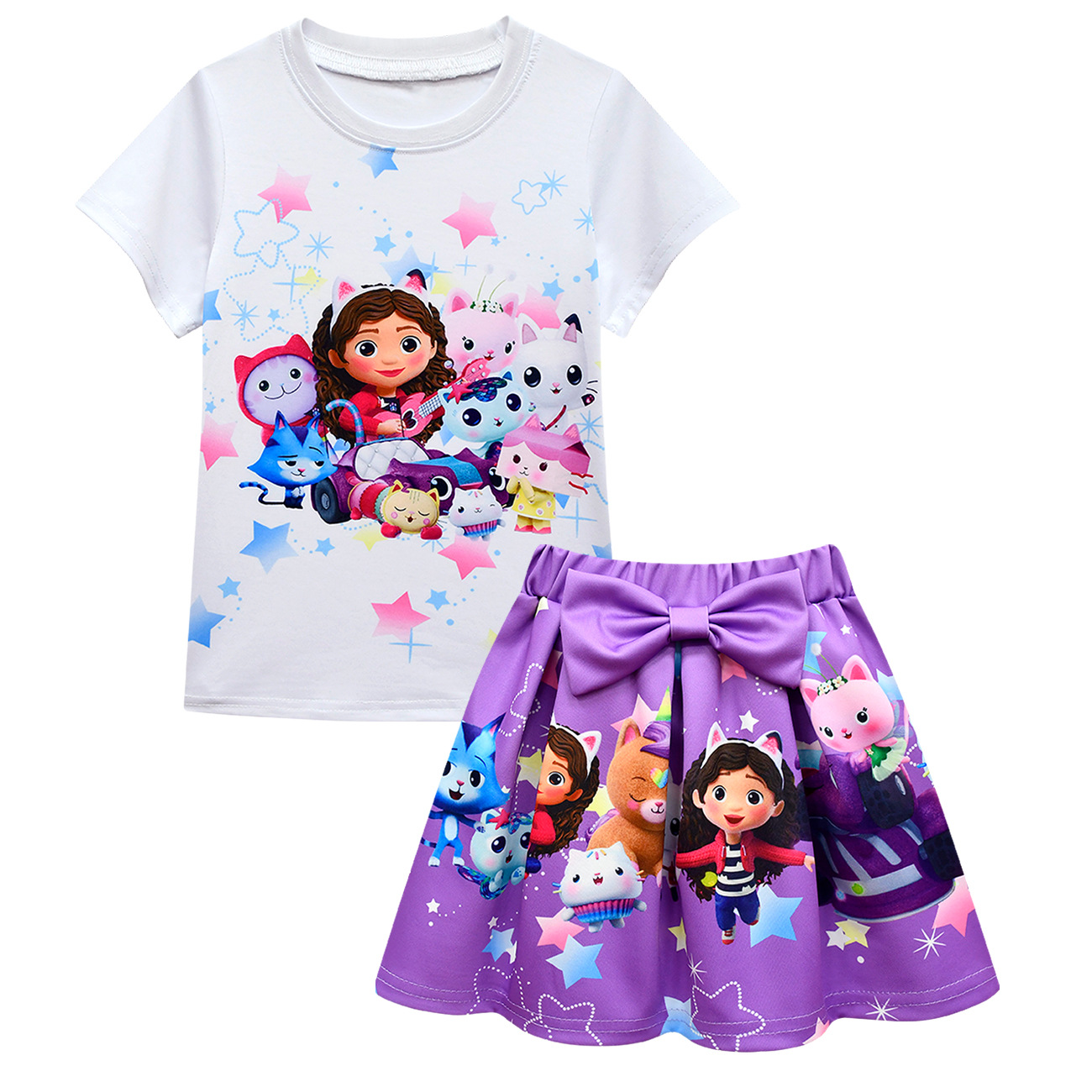 Girls Gabby's Dollhouse T Shirt Pleated Skirt Outfits Kids Cosplay Costume Dress - Picture 30 of 41