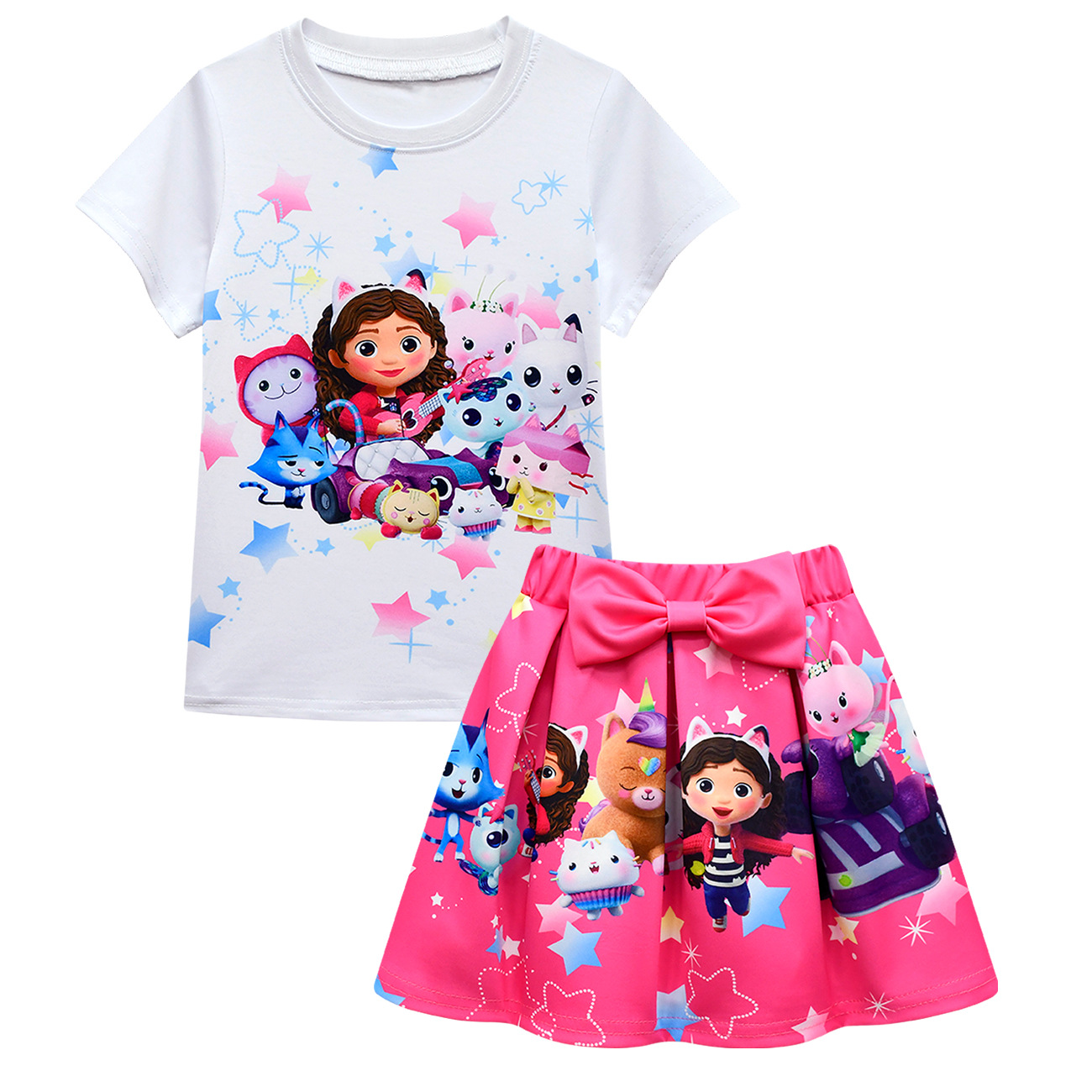 Girls Gabby's Dollhouse T Shirt Pleated Skirt Outfits Kids Cosplay Costume Dress - Picture 33 of 41