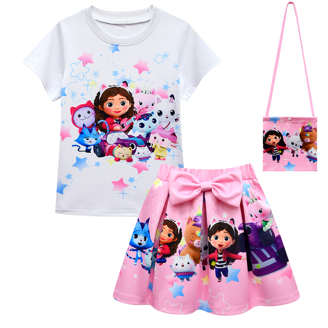 Girls Gabby's Dollhouse T Shirt Pleated Skirt Outfits Kids Cosplay Costume Dress - Picture 36 of 41