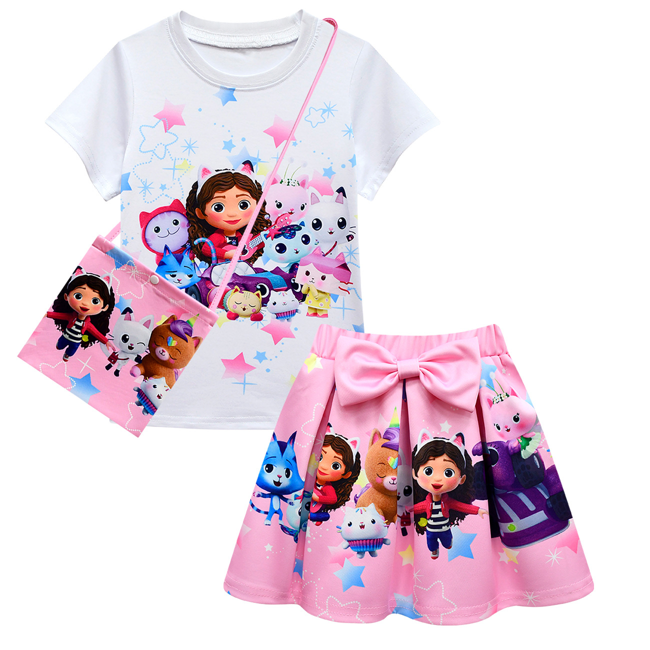 Girls Gabby's Dollhouse T Shirt Pleated Skirt Outfits Kids Cosplay Costume Dress - Picture 37 of 41