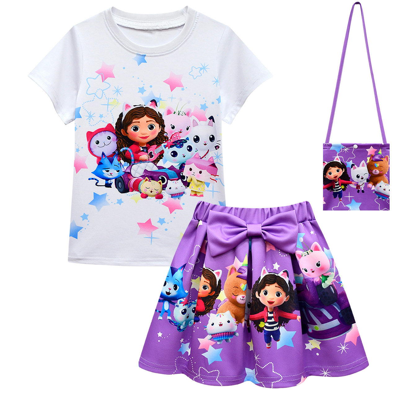 Girls Gabby's Dollhouse T Shirt Pleated Skirt Outfits Kids Cosplay Costume Dress - Picture 38 of 41