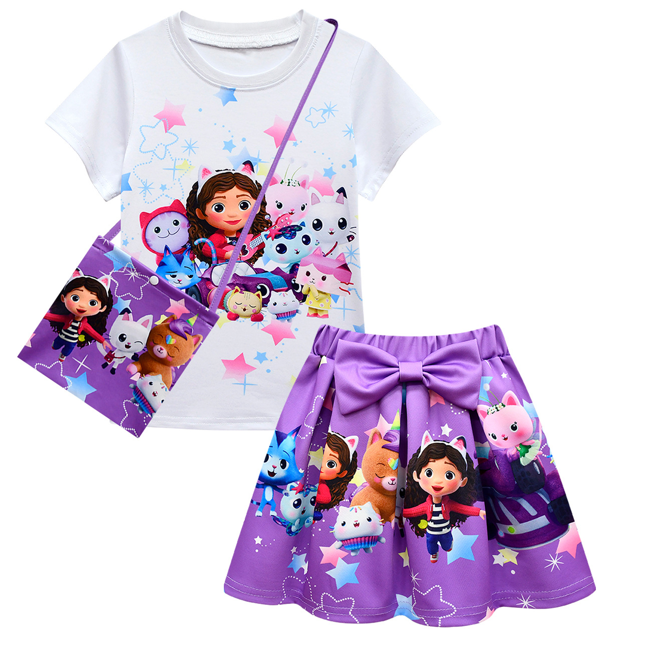 Girls Gabby's Dollhouse T Shirt Pleated Skirt Outfits Kids Cosplay Costume Dress - Picture 39 of 41