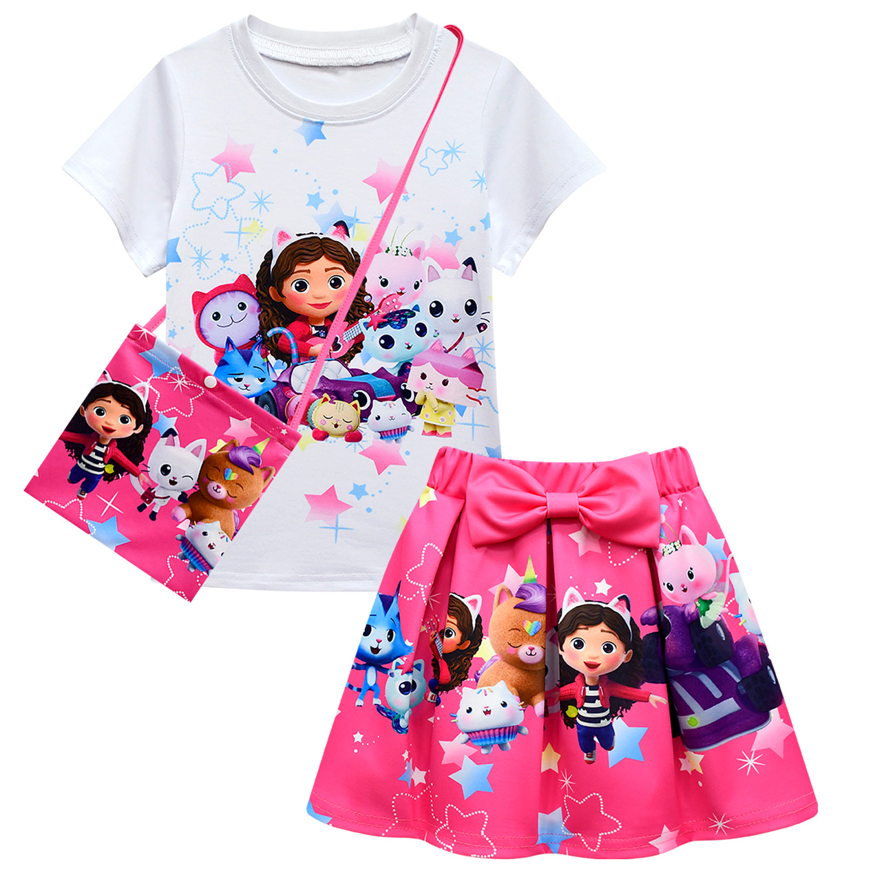 Girls Gabby's Dollhouse T Shirt Pleated Skirt Outfits Kids Cosplay Costume Dress - Picture 41 of 41