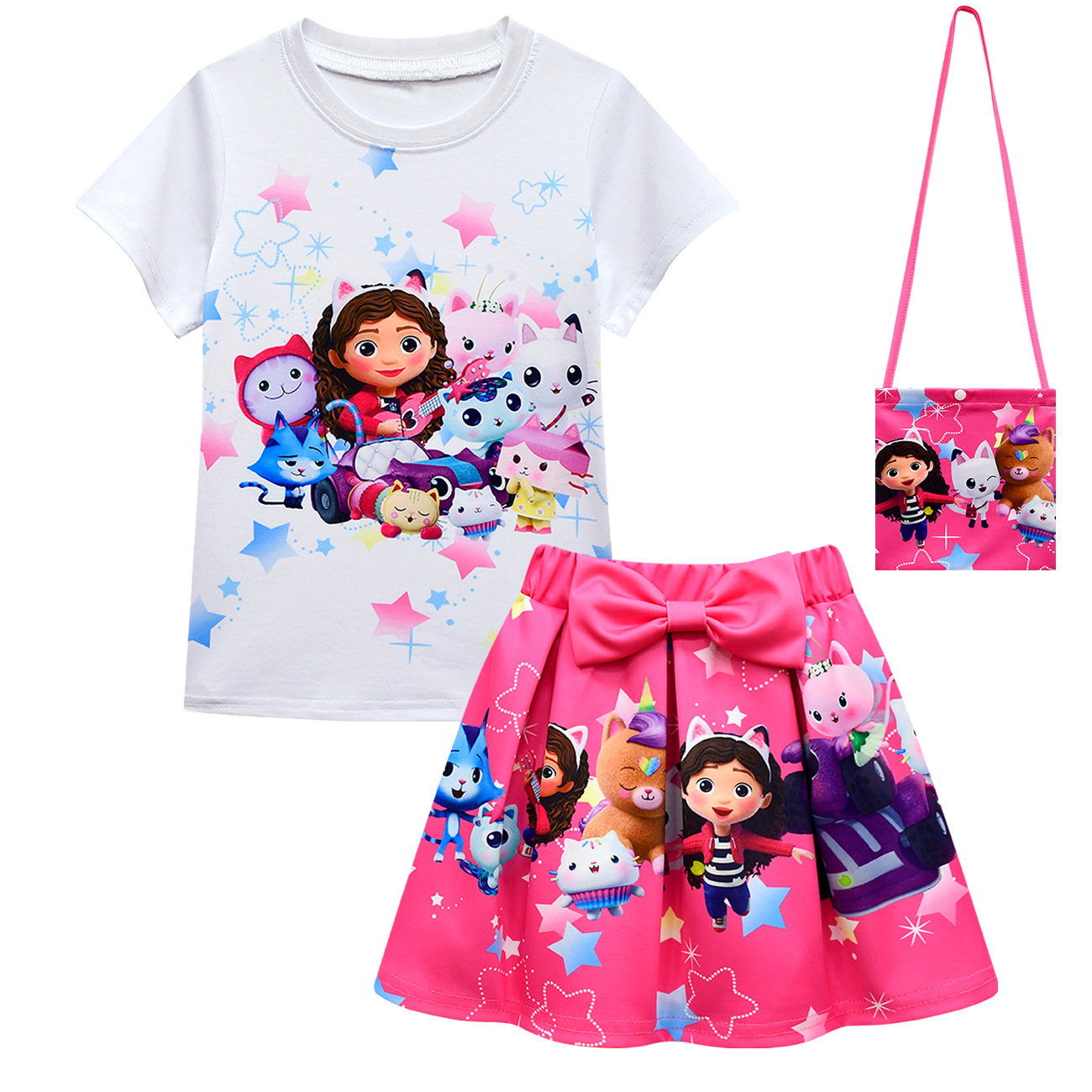 Girls Gabby's Dollhouse T Shirt Pleated Skirt Outfits Kids Cosplay Costume Dress - Picture 40 of 41