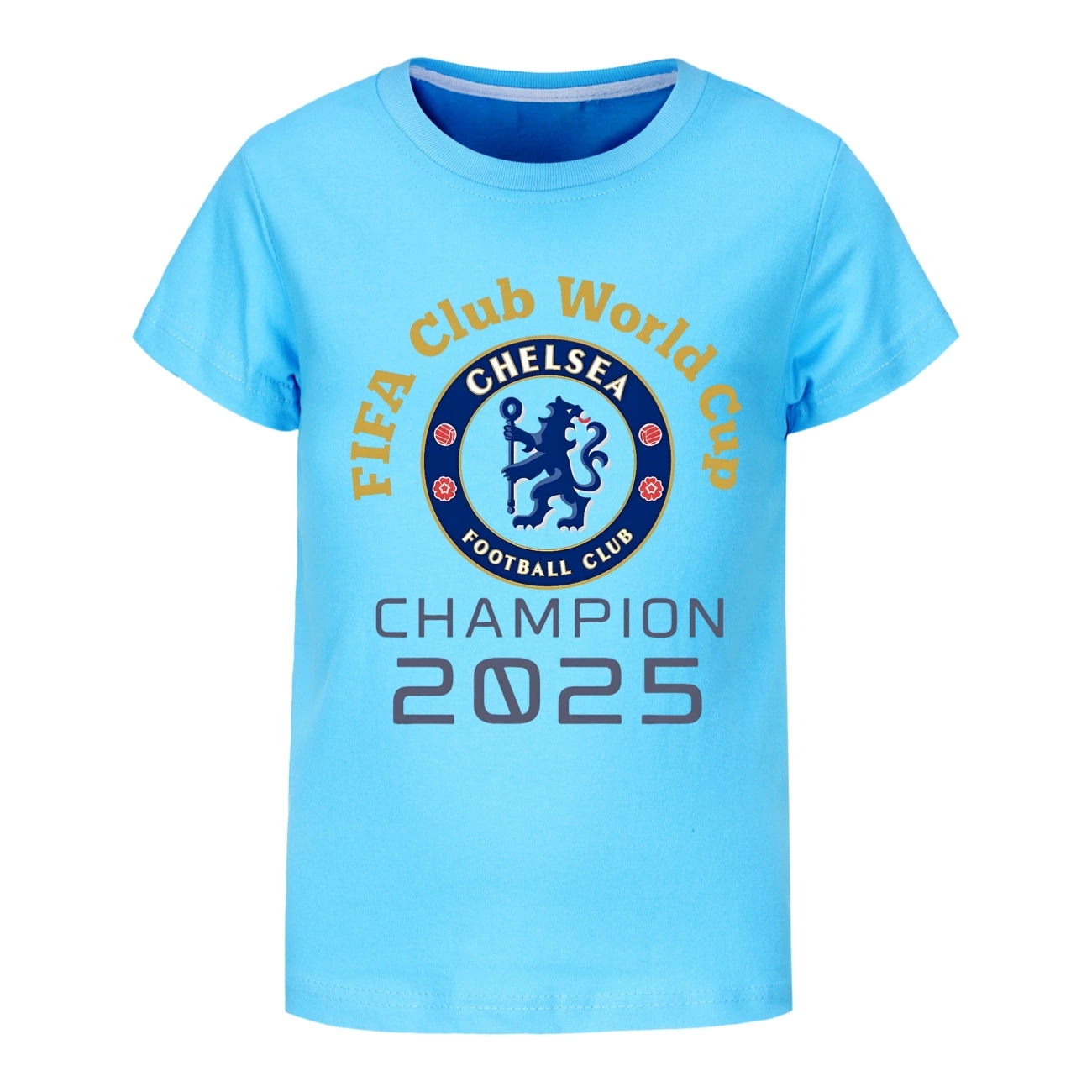 Boys Girls 2025 Chelsea Champion FIFA Club World Cup T-Shirts Tops Cotton Tees - Picture 10 of 16