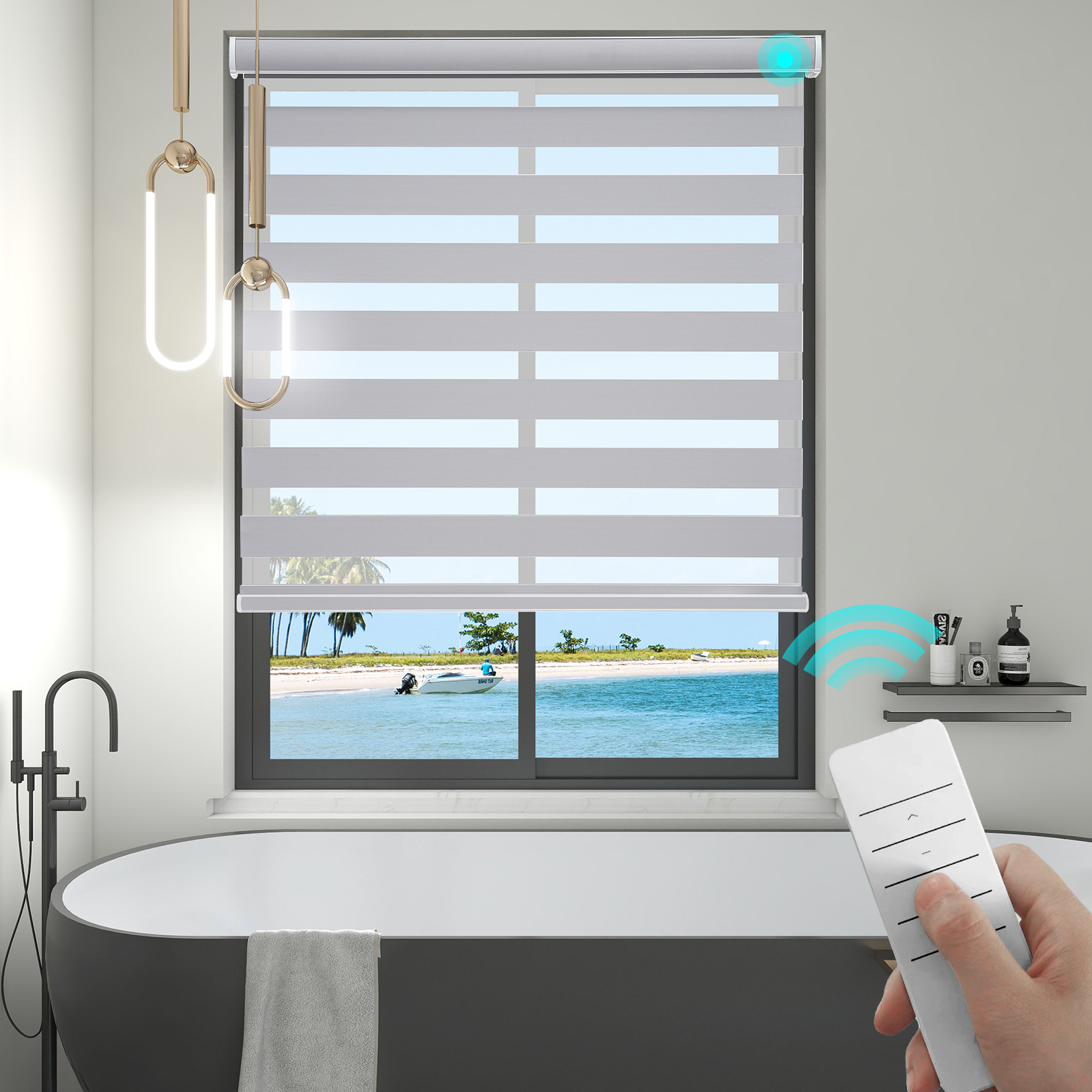 Changshade CUSTOM Motorized Zebra Blinds Horizontal Roller Shade Window shades
