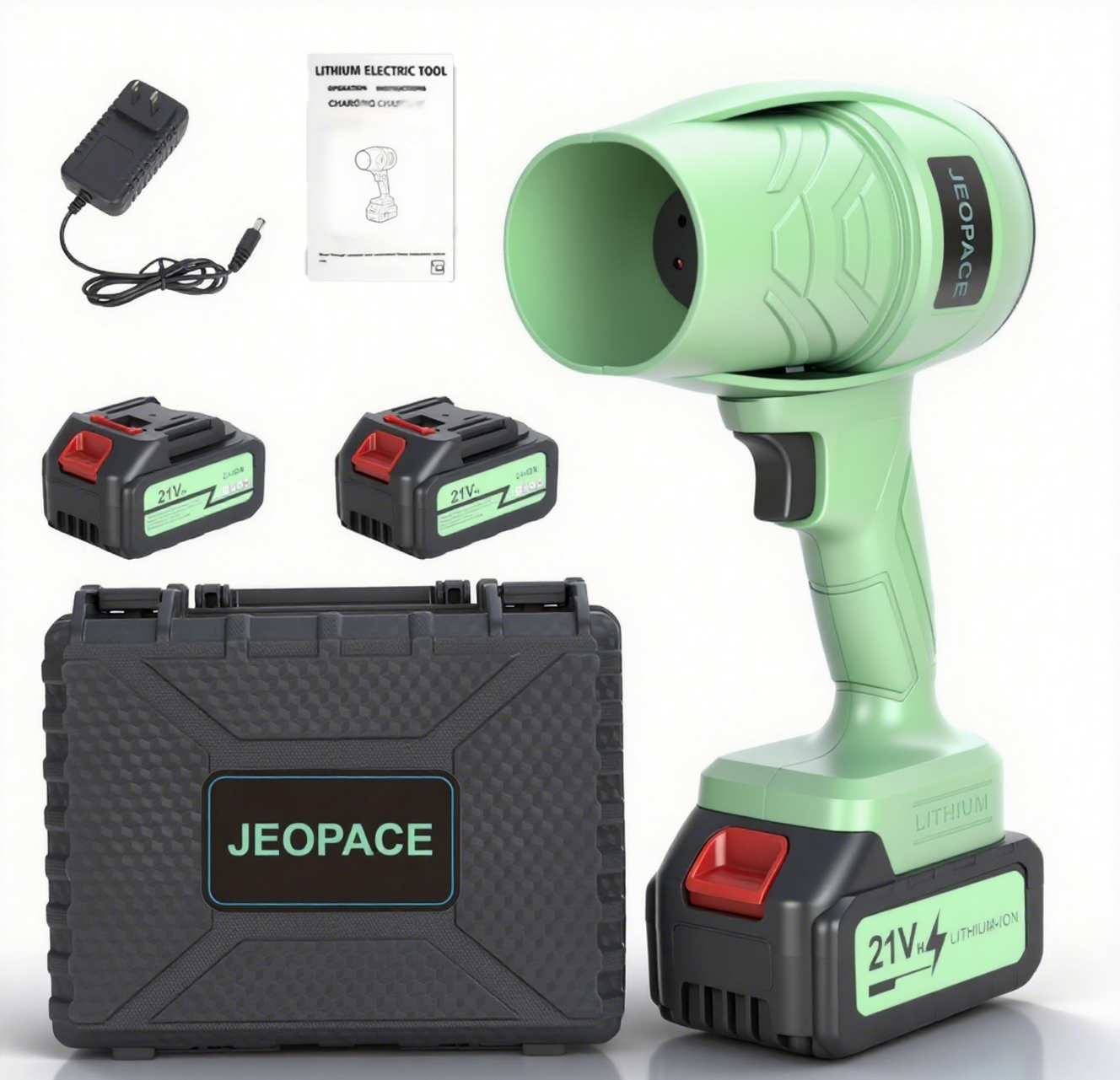 With 2 Batteries & Hard Case Cordless Power Blower
