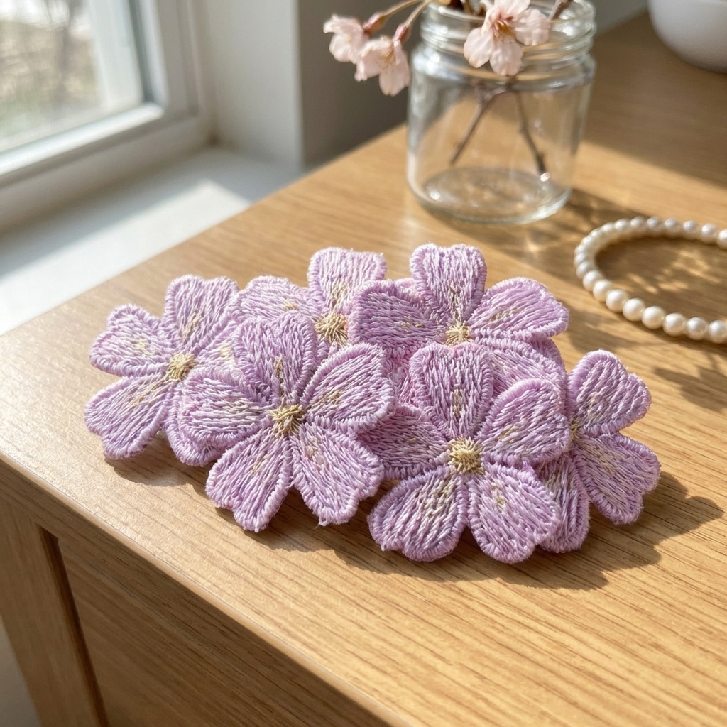 1Pc Embroidered Flower Hair Clip Sweet All-match Hair Accessory for Girls Women