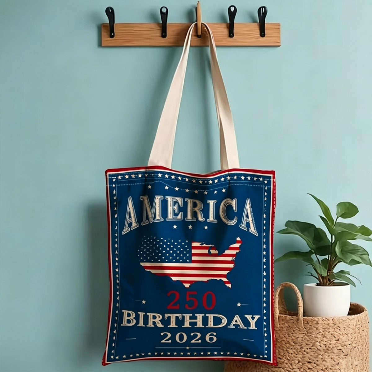 American Patriotic Canvas Tote Bag Freedom Theme Print Shopper Bag 5 Designs