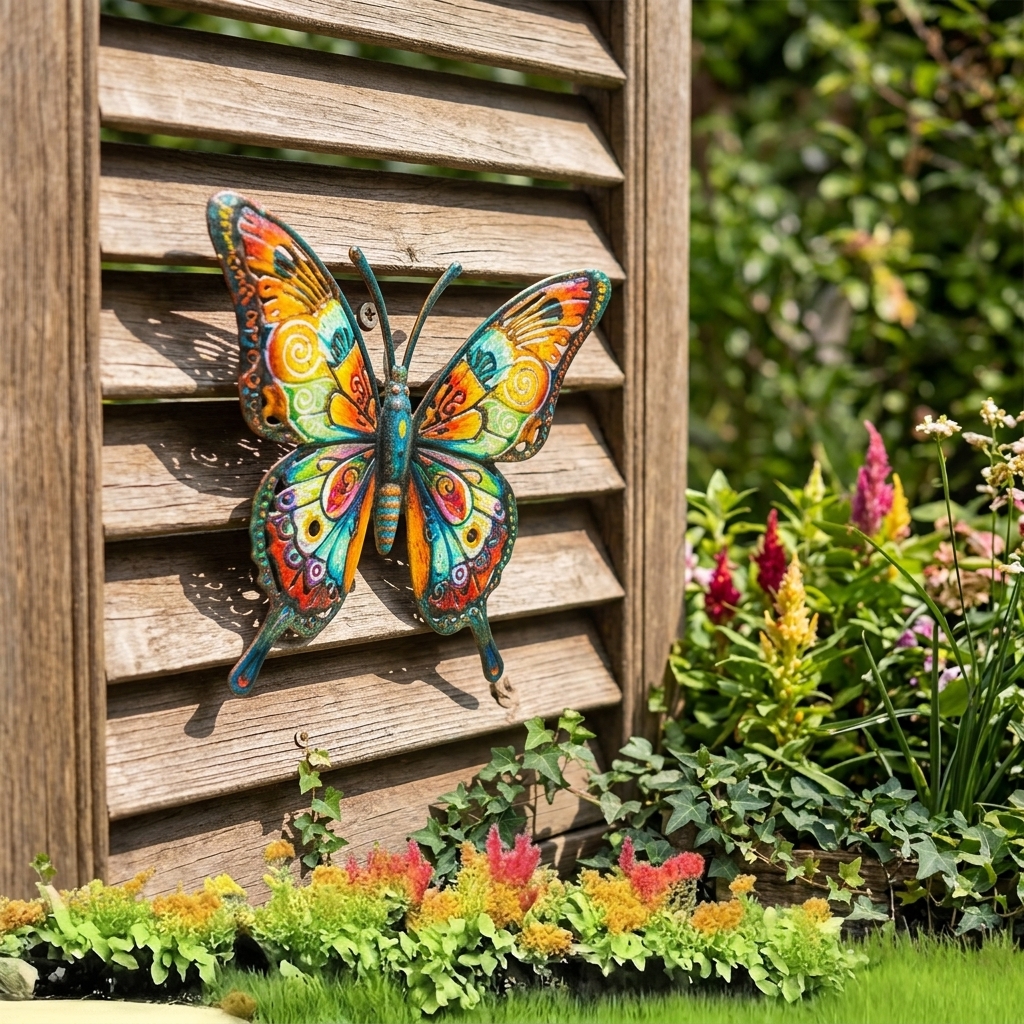 Hanging Metal Butterfly Wall Decor Outdoor Fence Art Ornament Garden Decoration