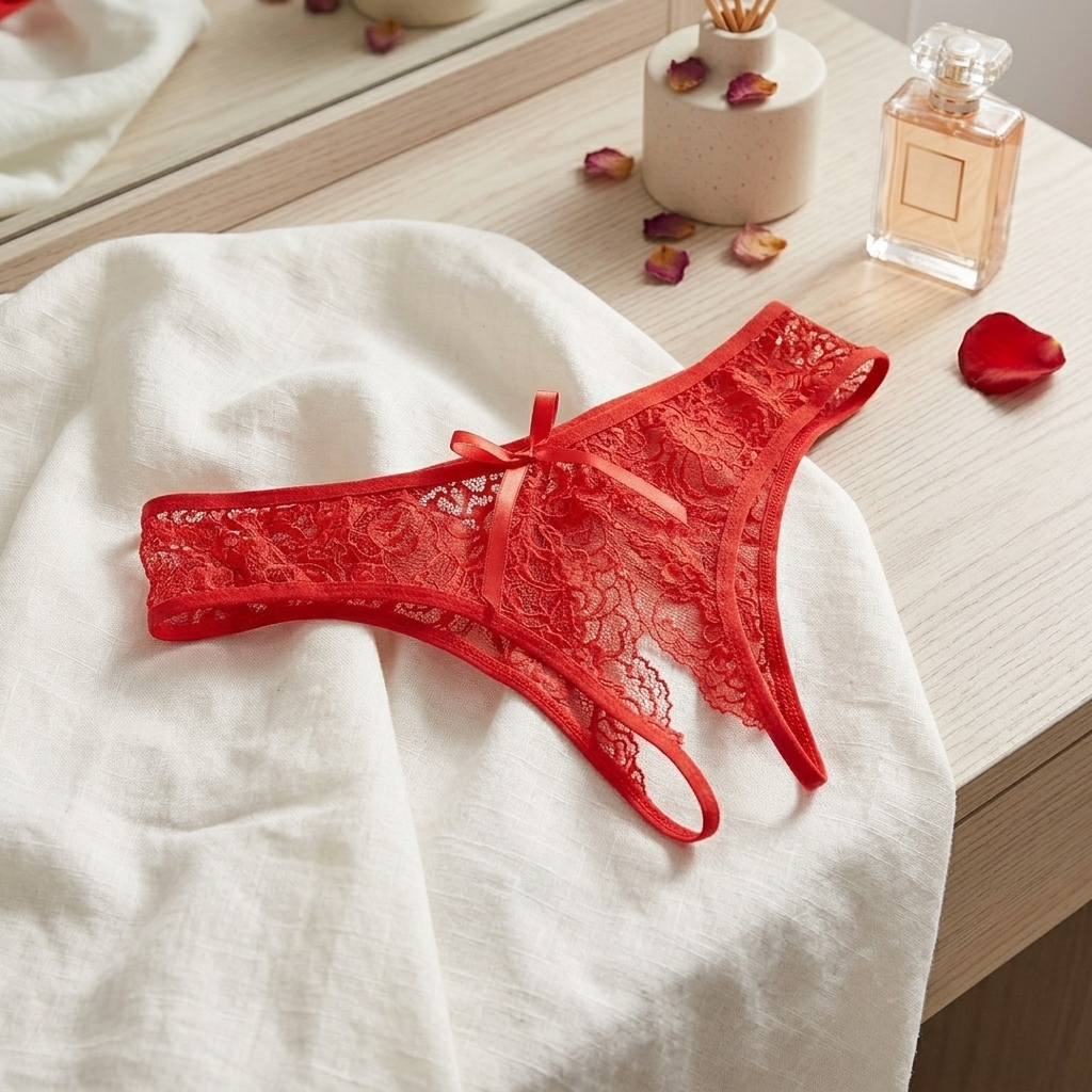 Women Lace Intimate Briefs With Bow Accent Daily Wear Soft Lingerie