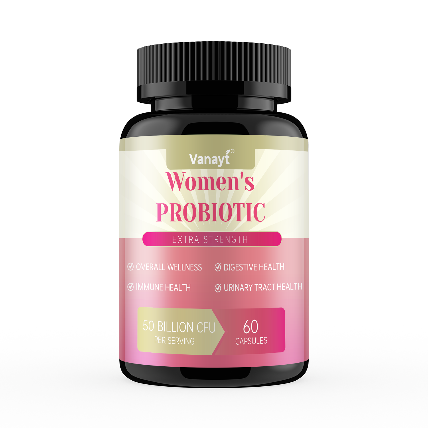 Vanayt Probiotic Complex for Women 50 Billion CFU, 60 Capsules – Gluten Free