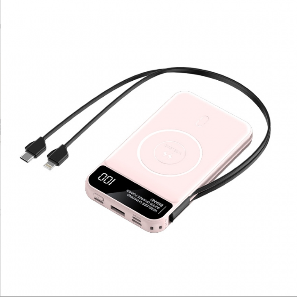 10000mAh Magnetic Wireless Fast Charging Power Bank Portable Battery With 2Cable - 第 20/20 張圖片