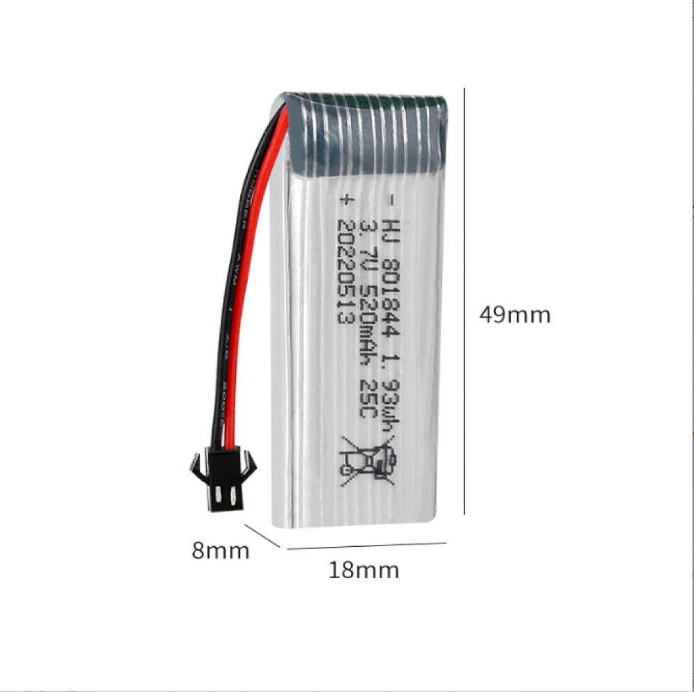 3.7V 520mAh 25C 801844 Lipo Battery SM-2P plug for Hubsan H107P RC Camera Drone - Picture 10 of 12