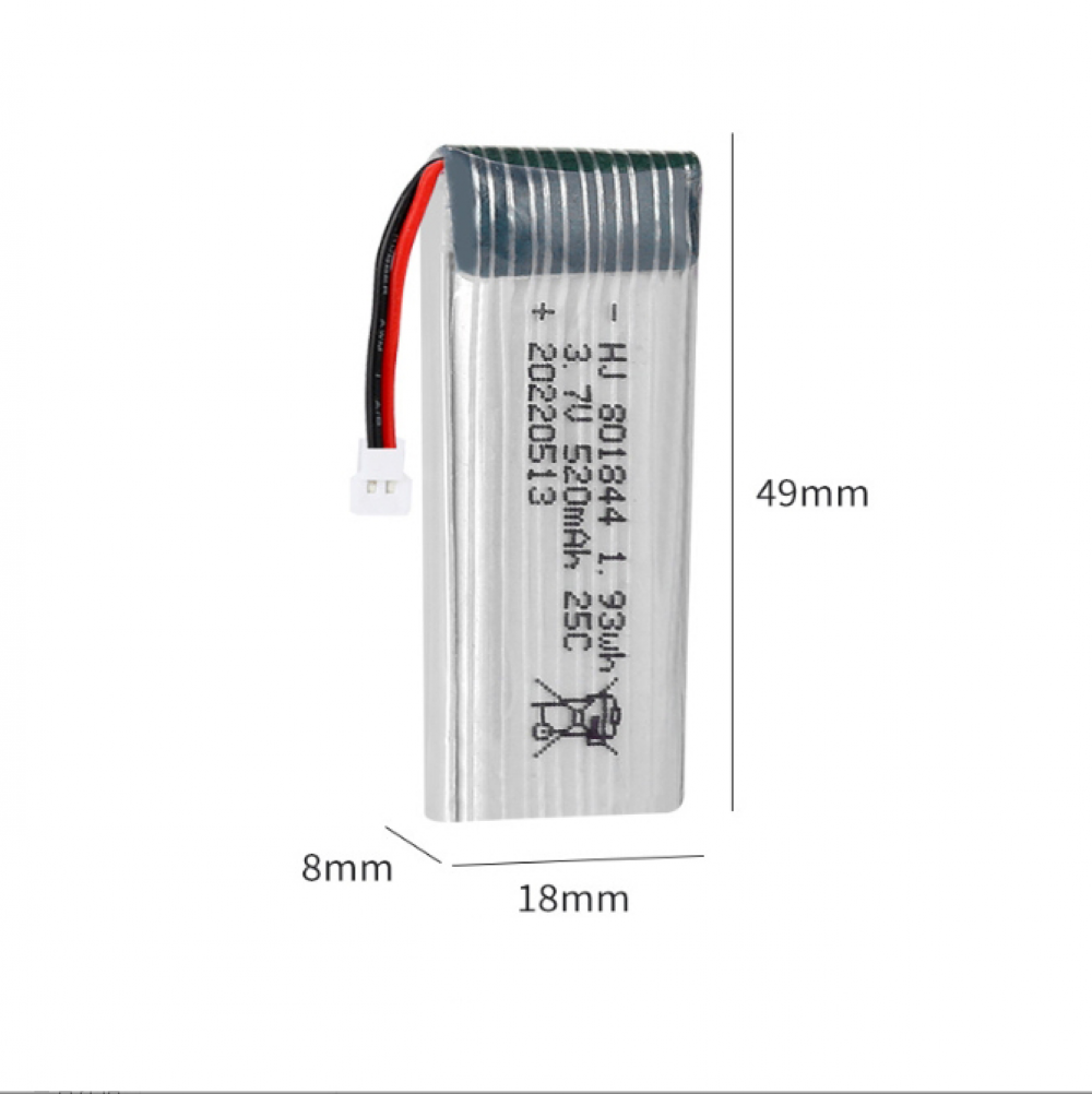 3.7V 520mAh 25C 801844 Lipo Battery SM-2P plug for Hubsan H107P RC Camera Drone - Picture 9 of 12