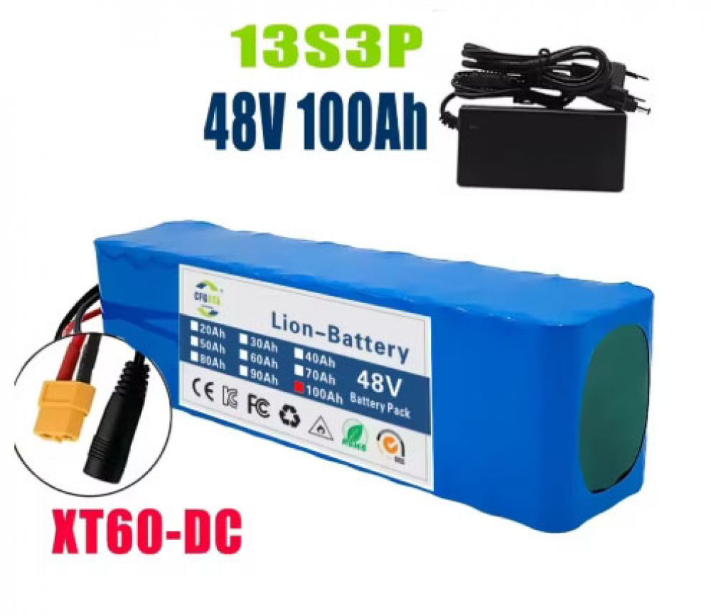 13S3P 48V 100000mAh Li-ion Battery Pack with BMS For 54.6V E-bike Scooter NEW