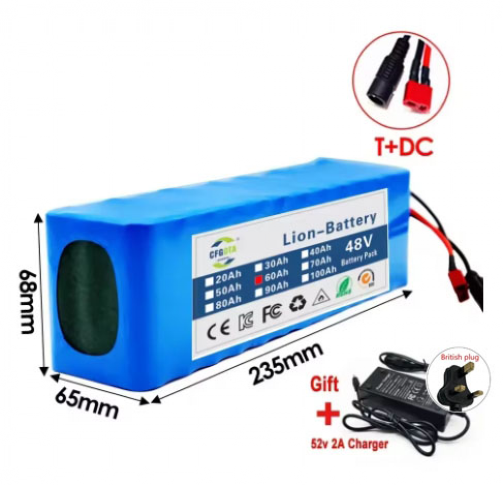 100% new Li-lon battery 48V 60Ah 1000W 13S3P battery 54.6V BMS+charger - Bild 9 von 9