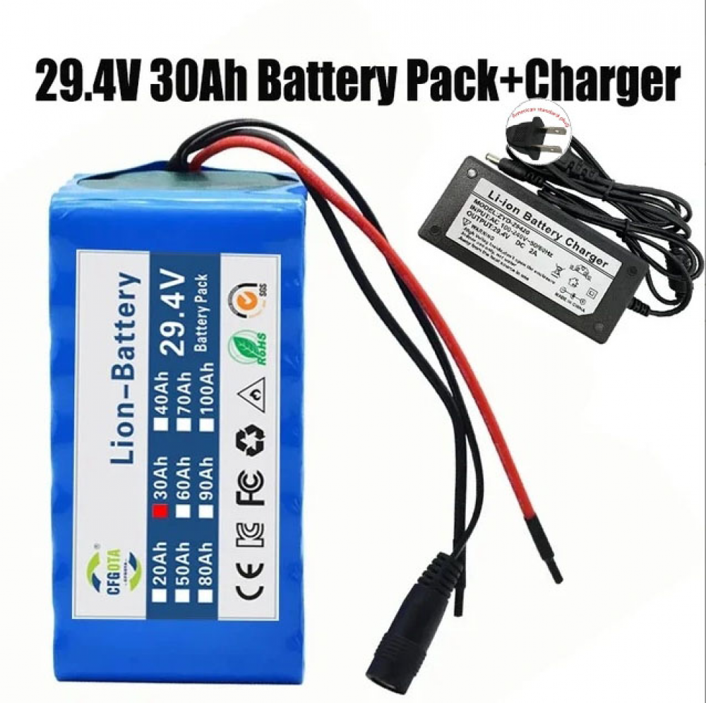 Batería recargable de iones de litio 24V 30000mAh 7S4P con BMS para bicicleta eléctrica scooter - Imagen 12 de 14