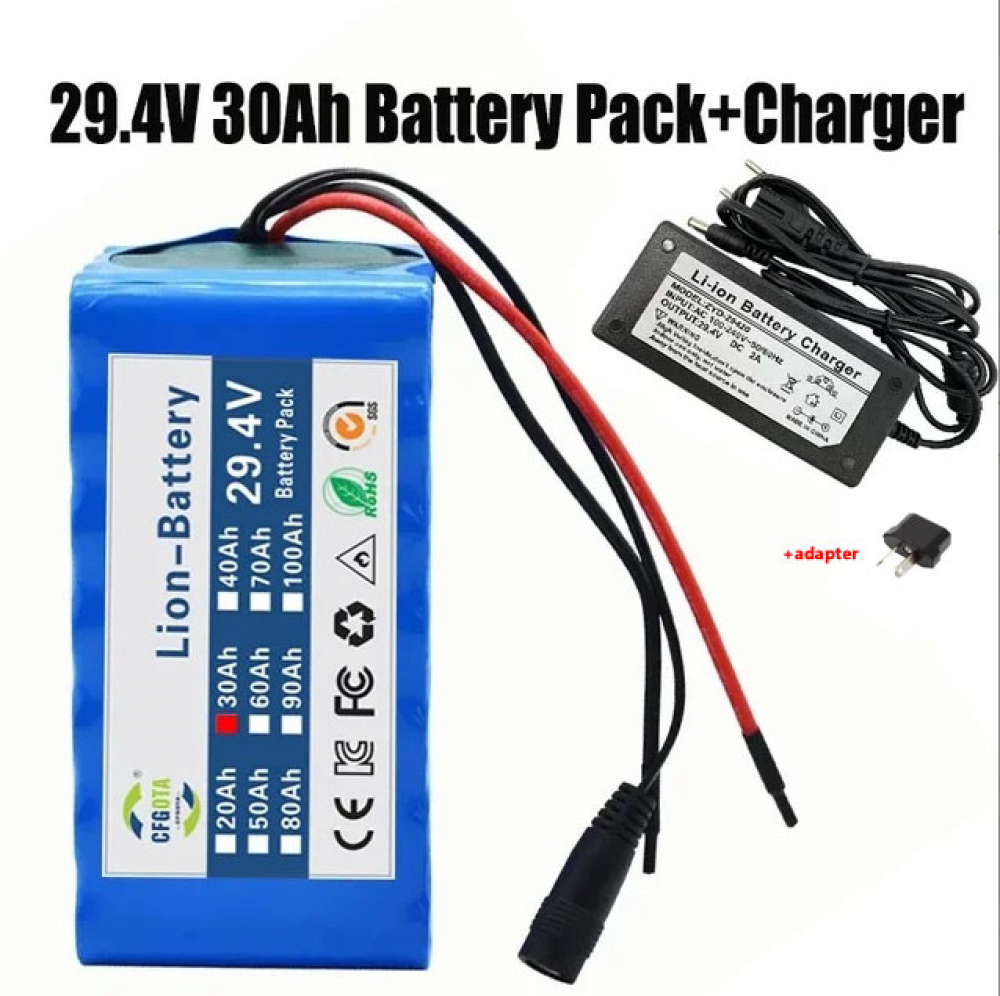Batería recargable de iones de litio 24V 30000mAh 7S4P con BMS para bicicleta eléctrica scooter - Imagen 13 de 14