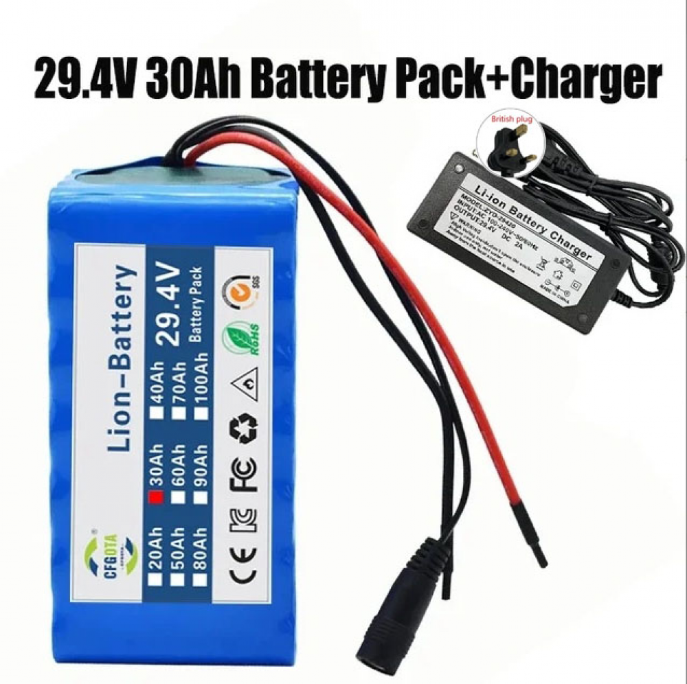 Batería recargable de iones de litio 24V 30000mAh 7S4P con BMS para bicicleta eléctrica scooter - Imagen 14 de 14