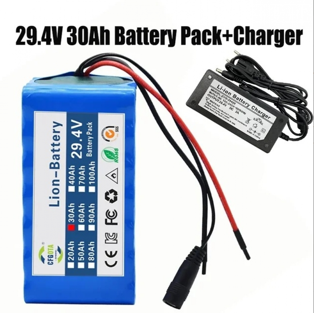 Batería recargable de iones de litio 24V 30000mAh 7S4P con BMS para bicicleta eléctrica scooter - Imagen 11 de 14