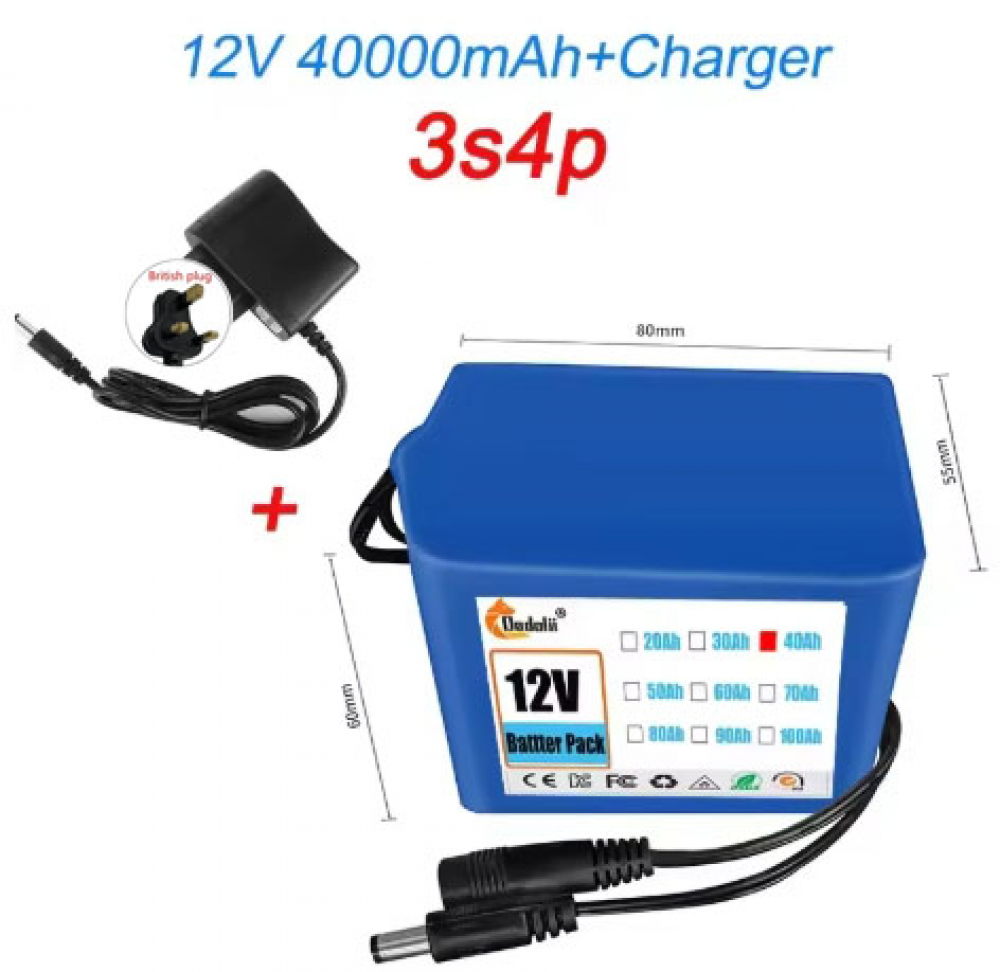 12V 50Ah Rechargeable Li-lon Battery Pack 3S5P with BMS for Fishing Bicycle - Picture 14 of 17