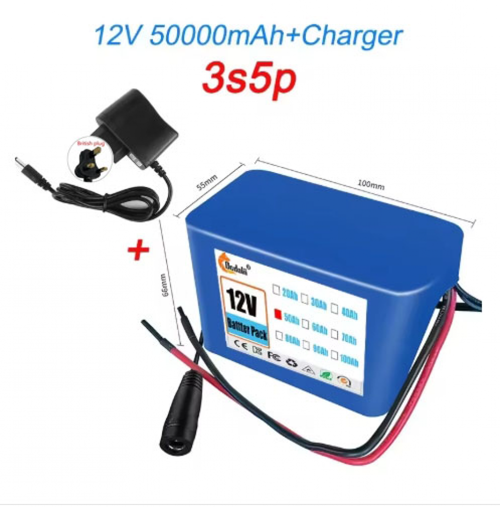 12V 50Ah Rechargeable Li-lon Battery Pack 3S5P with BMS for Fishing Bicycle - Picture 15 of 17