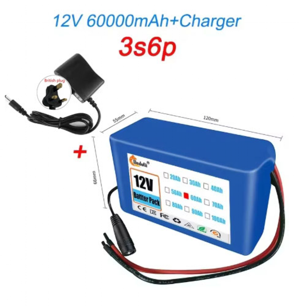 12V 50Ah Rechargeable Li-lon Battery Pack 3S5P with BMS for Fishing Bicycle - Picture 16 of 17