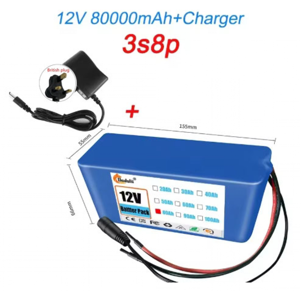 12V 50Ah Rechargeable Li-lon Battery Pack 3S5P with BMS for Fishing Bicycle - Picture 17 of 17