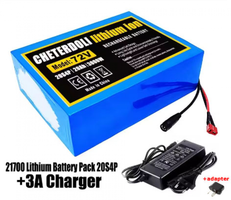 New 72V 20Ah 21700 Battery Pack 20S4P with BMS 3000W High Capacity +Plug Charger - Picture 14 of 14