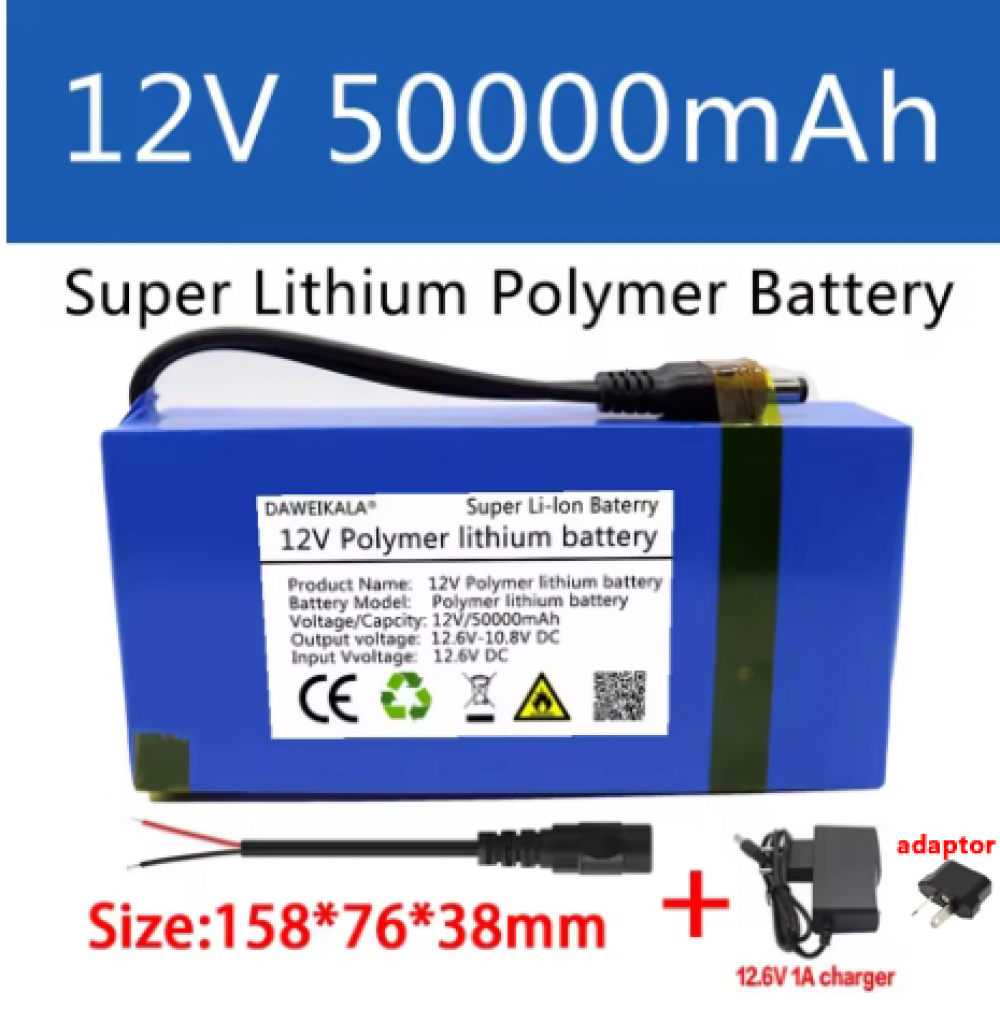 12V Polymer Li-lon Battery 50Ah camping equipment Lever Solar Lamp Outdoor Power - Picture 14 of 14