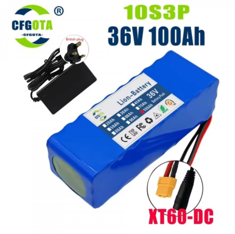 Paquete de baterías 36V 100Ah 10S3P 100000mAh incorporadas 15A BMS + 42V 2a carga - Imagen 9 de 13